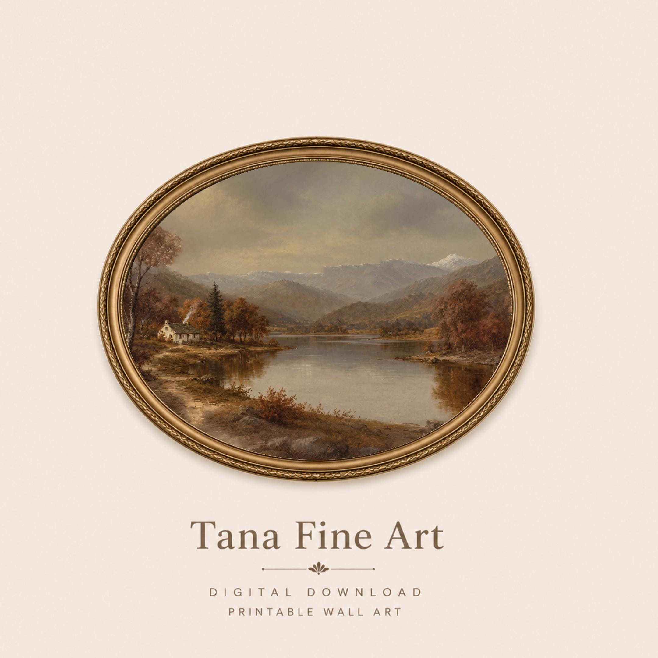 Vintage Autumn Cottage Lake Landscape Print, Rustic Fall Decor (Digital Download) — image 6
