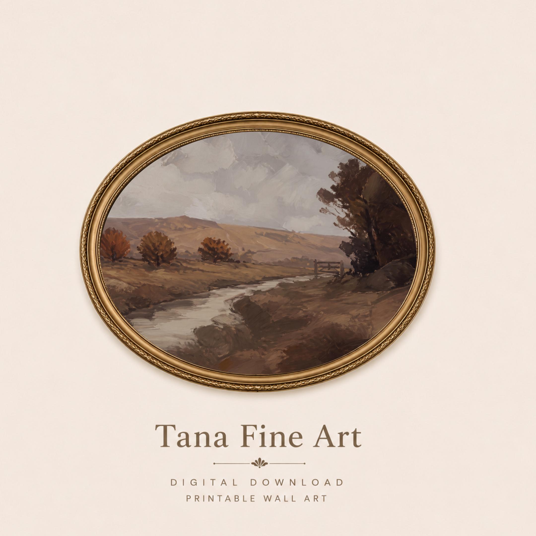 Autumn Landscape Wall Art | Fall Countryside Creek Print | Vintage Farmhouse Digital Download — image 6
