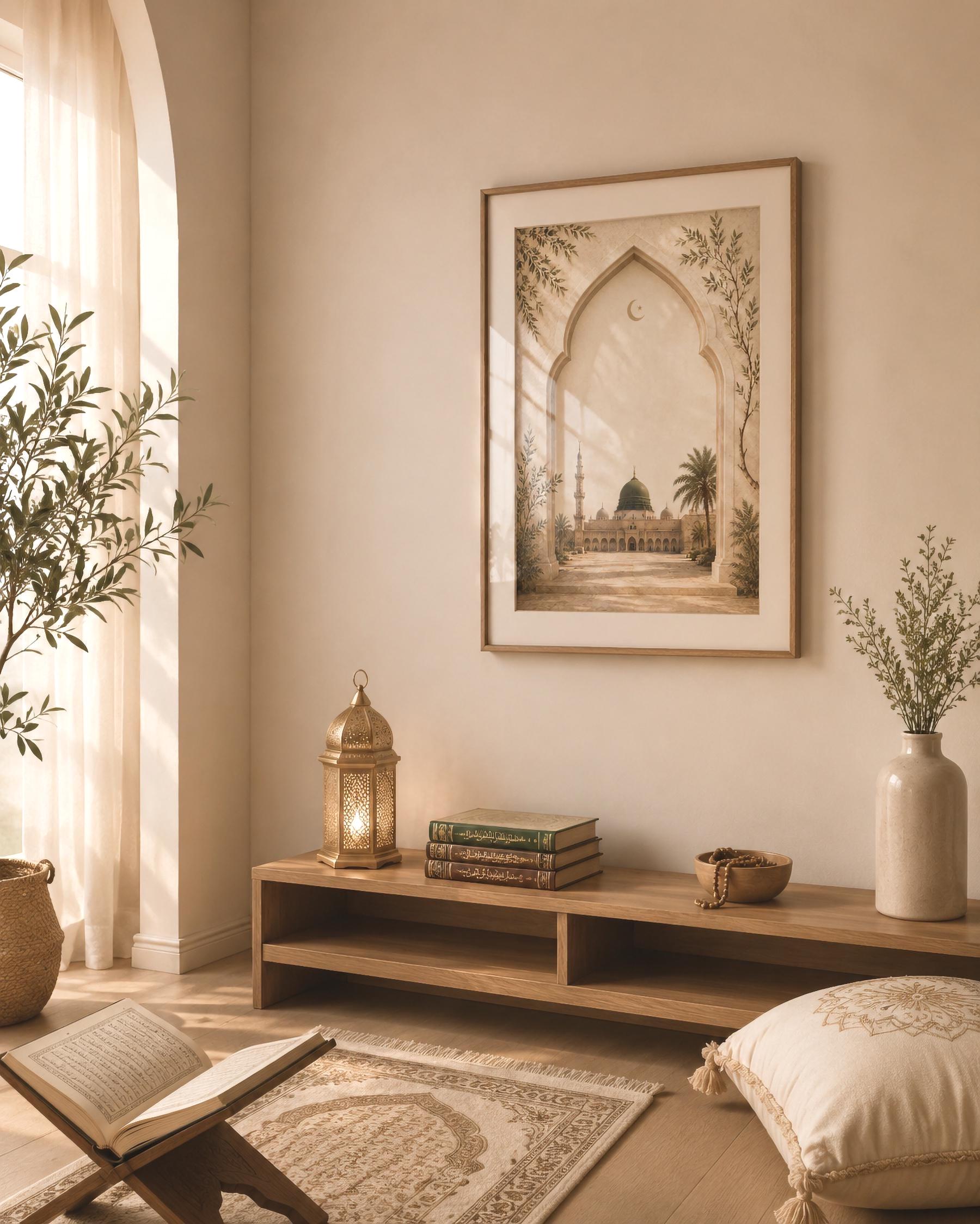 Islamic Wall Art Printable | Medina Mosque Arch Print | Prayer Room Decor Digital Download — image 3
