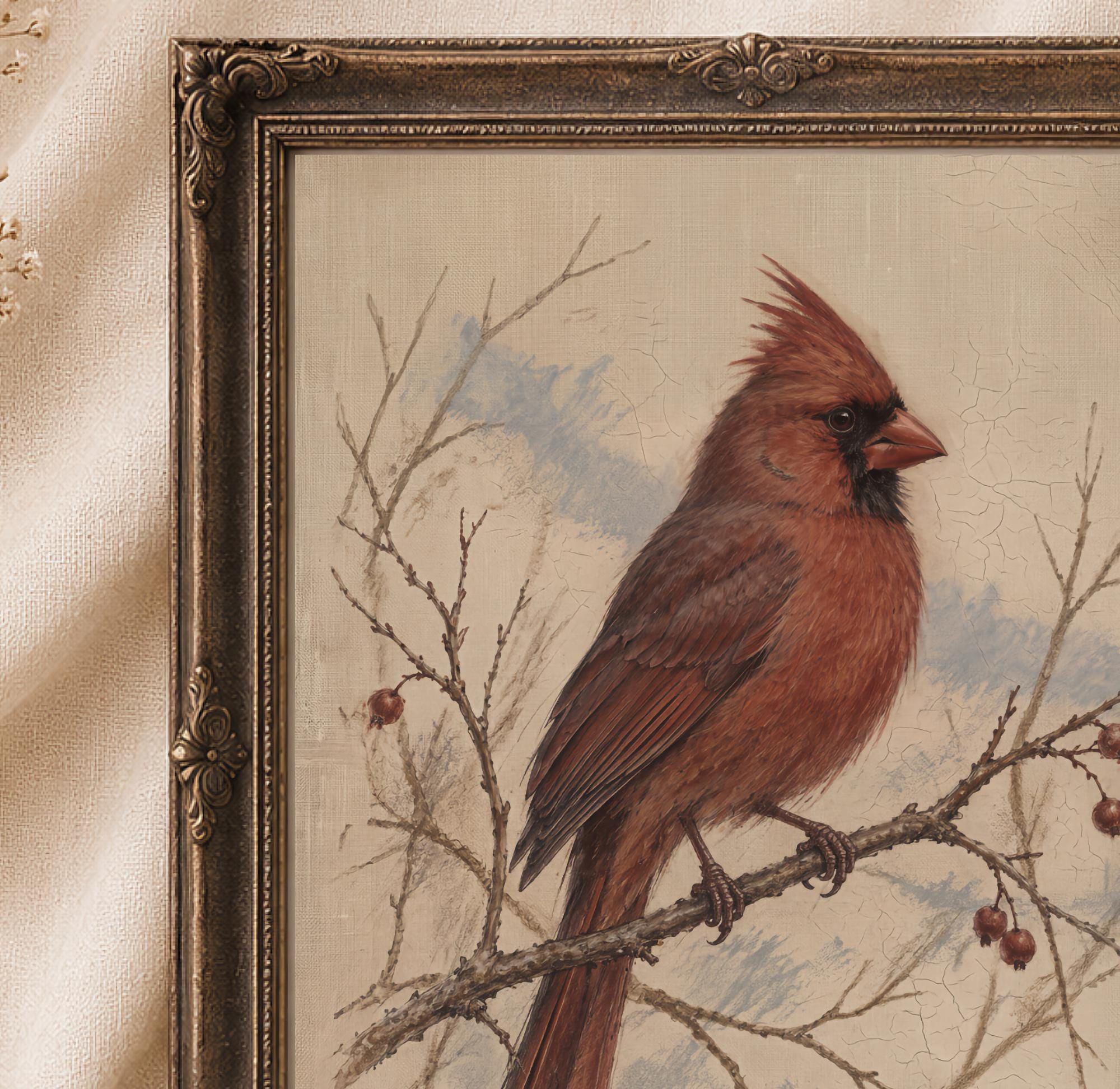 Red Cardinal on a Winter Branch — image 2