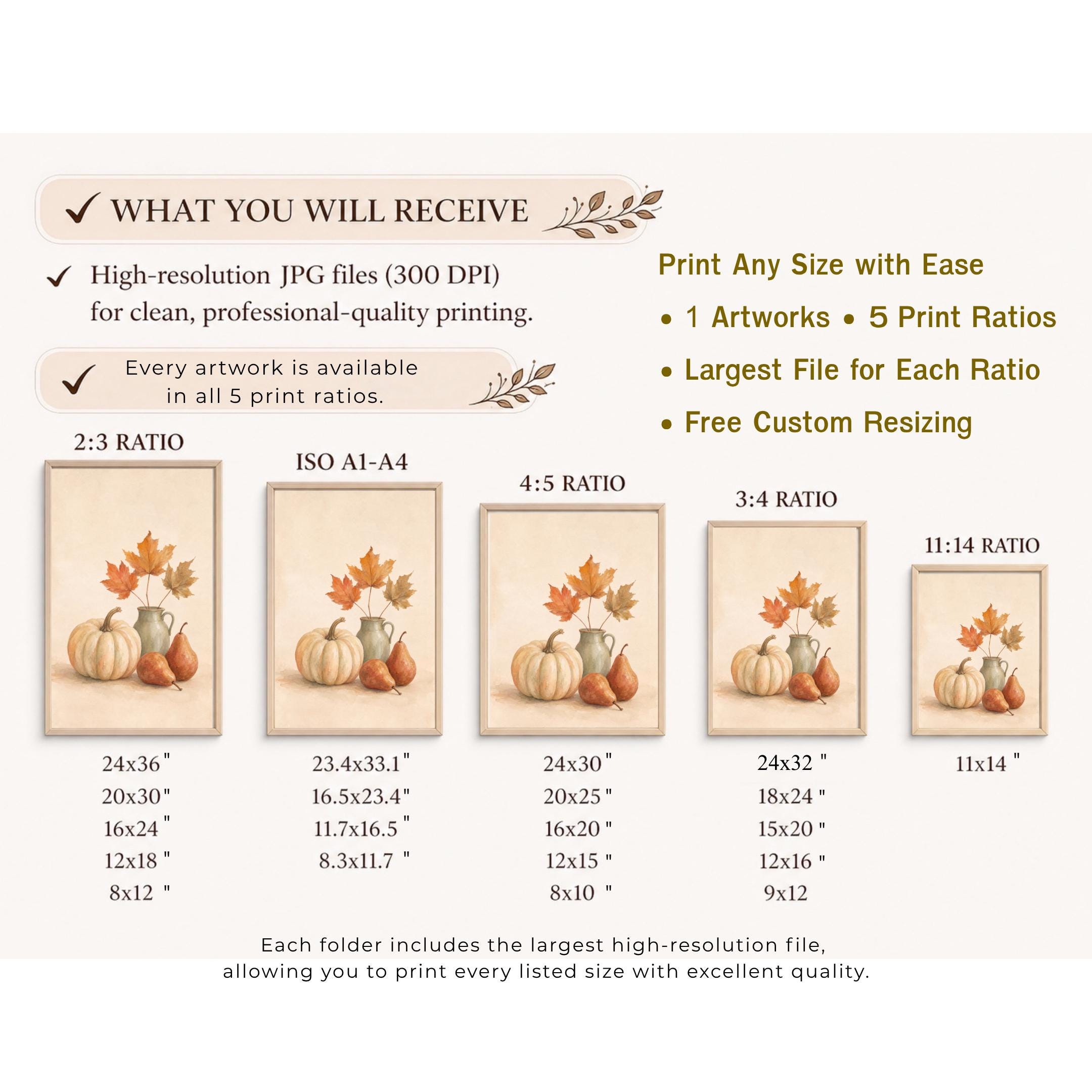 Fall Still Life Wall Art | Pumpkin Pear Harvest Print | Autumn Printable Digital Download — image 9