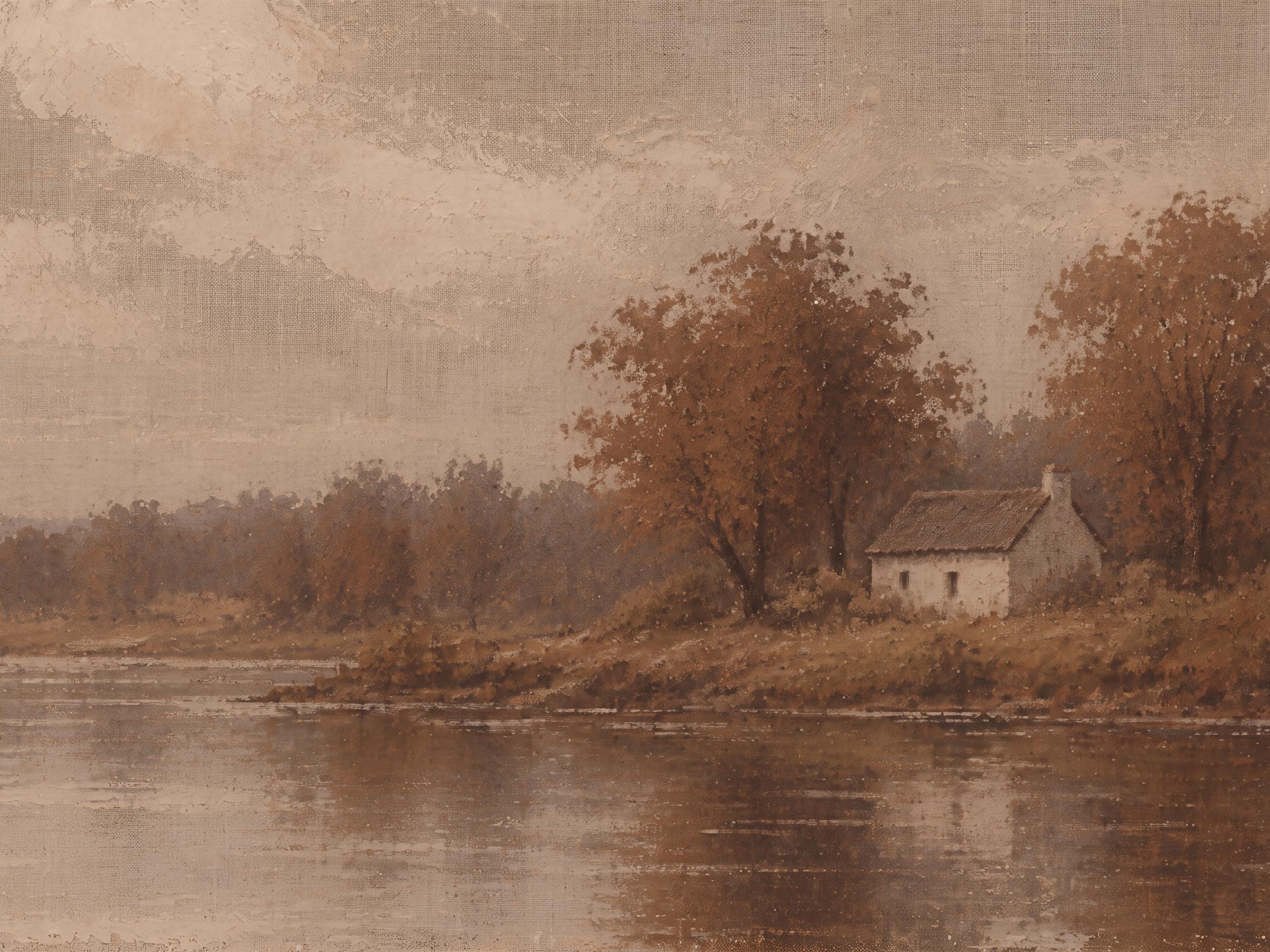 Autumn Cottage Lake Printable Wall Art, Moody Brown Landscape, Rustic Decor Digital Download — image 5