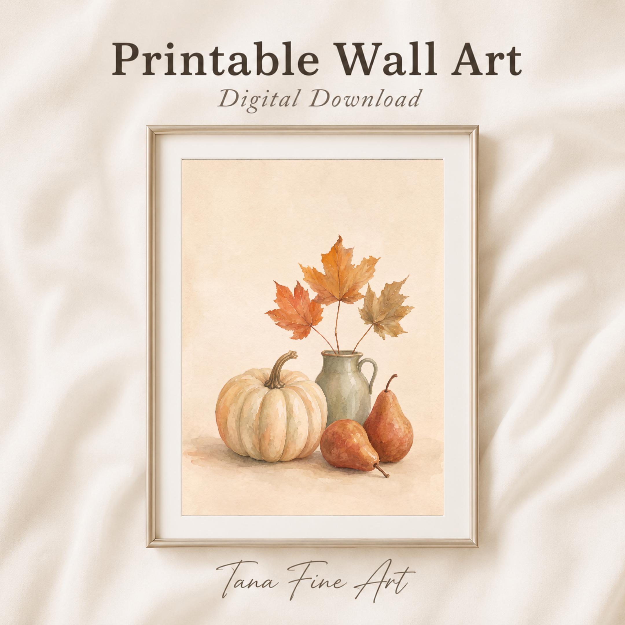 Fall Still Life Wall Art | Pumpkin Pear Harvest Print | Autumn Printable Digital Download — image 7