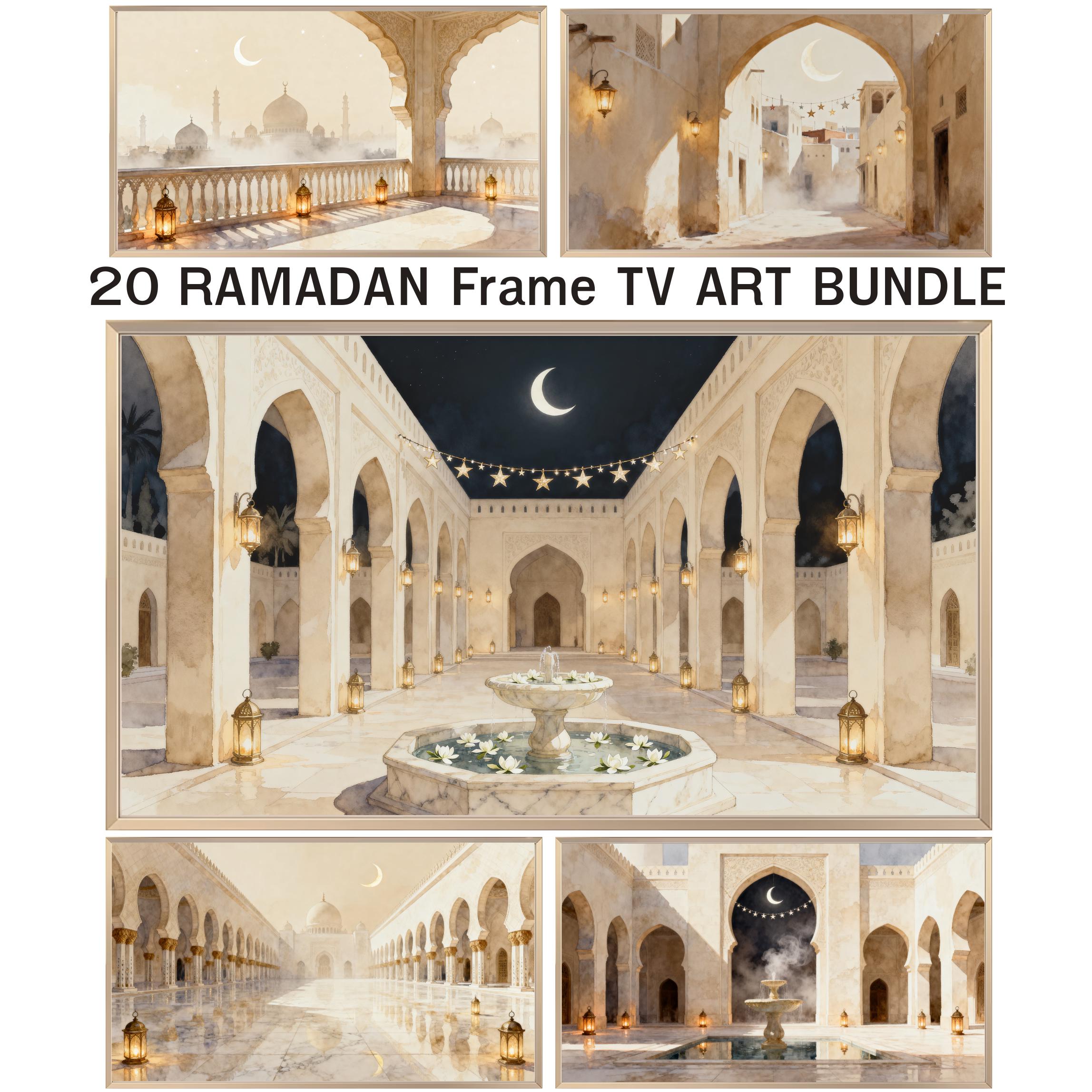 Islamic Frame TV Art Bundle 20 | Neutral Crescent Moon & Lantern Decor | 4K Digital Download — image 2