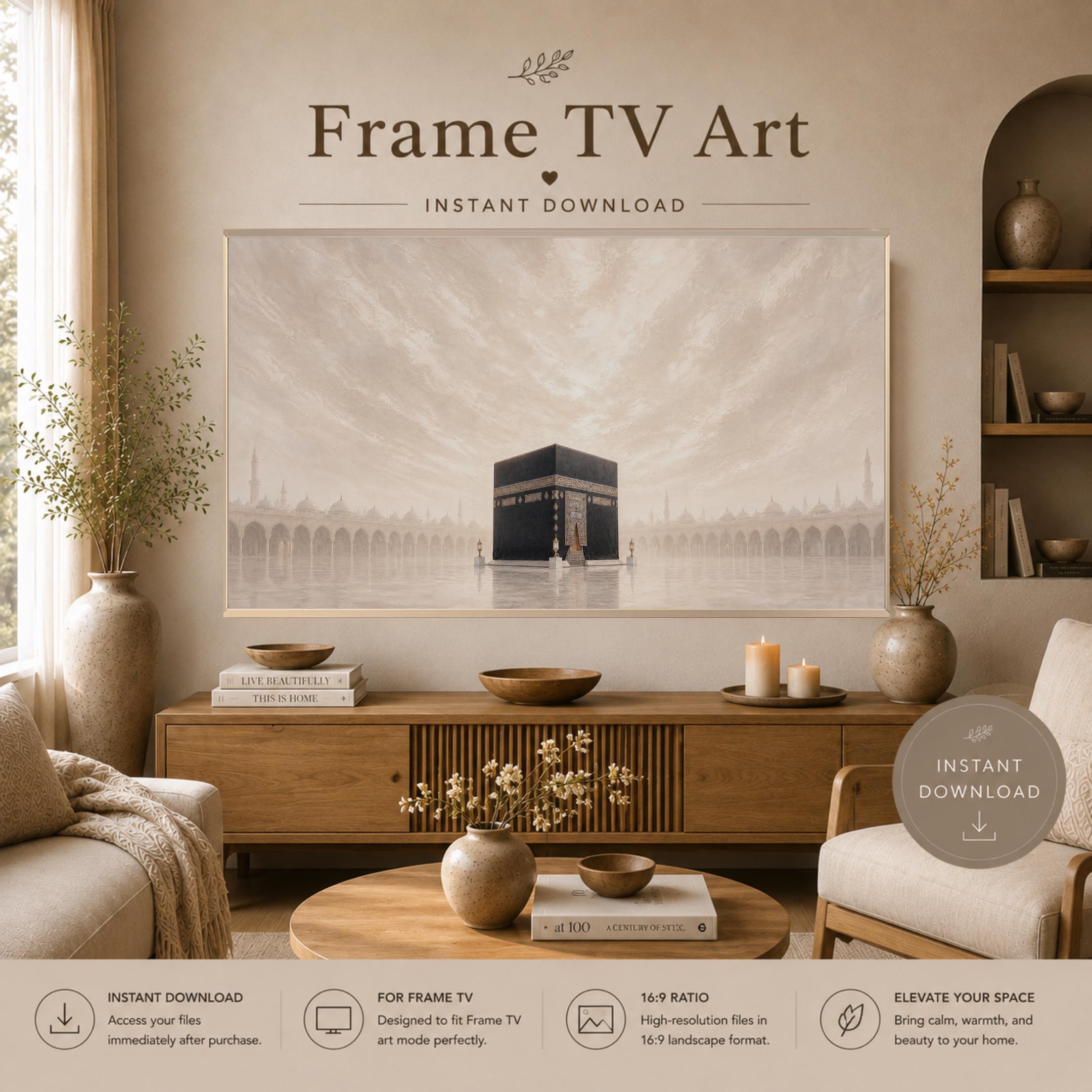 Kaaba Islamic TV Art, Minimalist Frame TV, Neutral Tones (Digital Download) — image 6