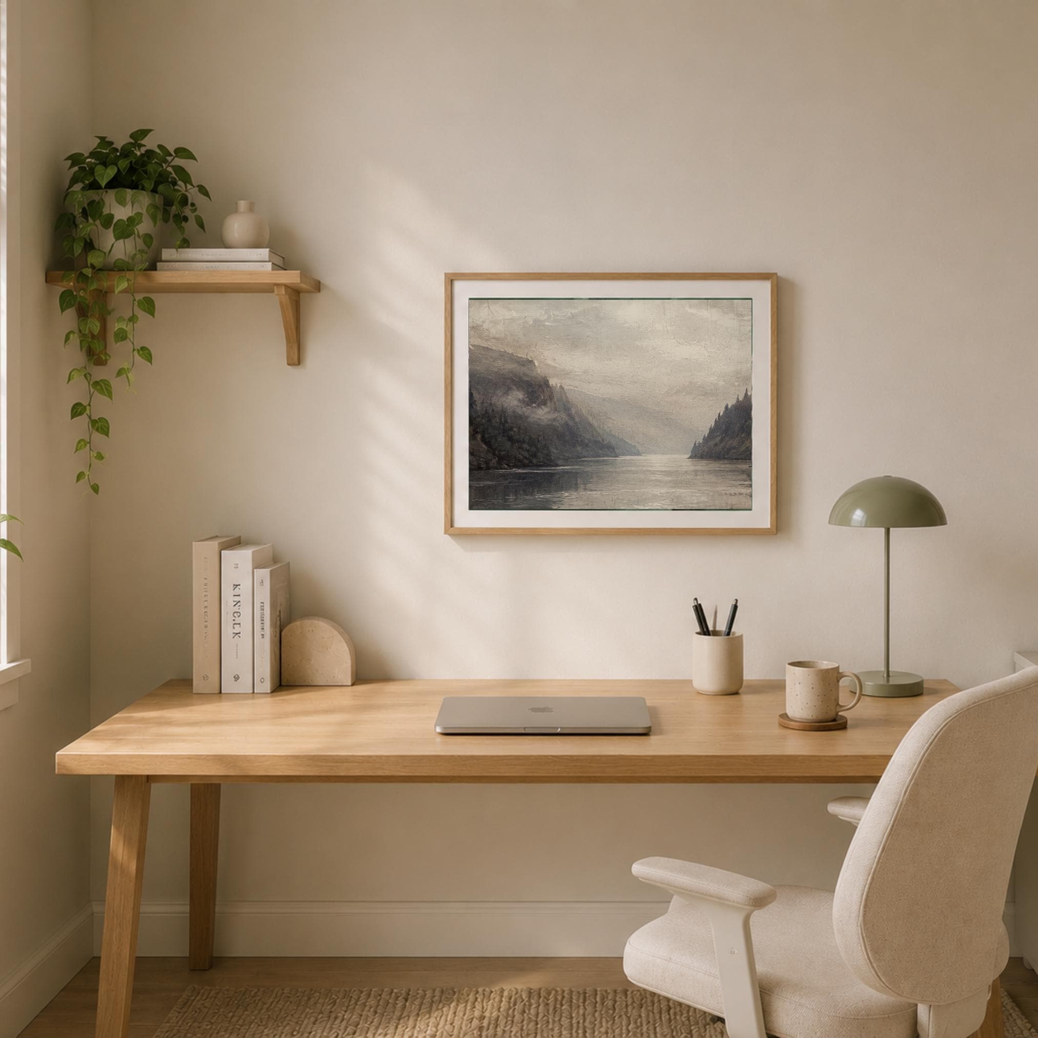 Misty Mountain Lake Printable Wall Art, Neutral Alpine Valley Landscape, Cabin Decor Digital Download — image 6