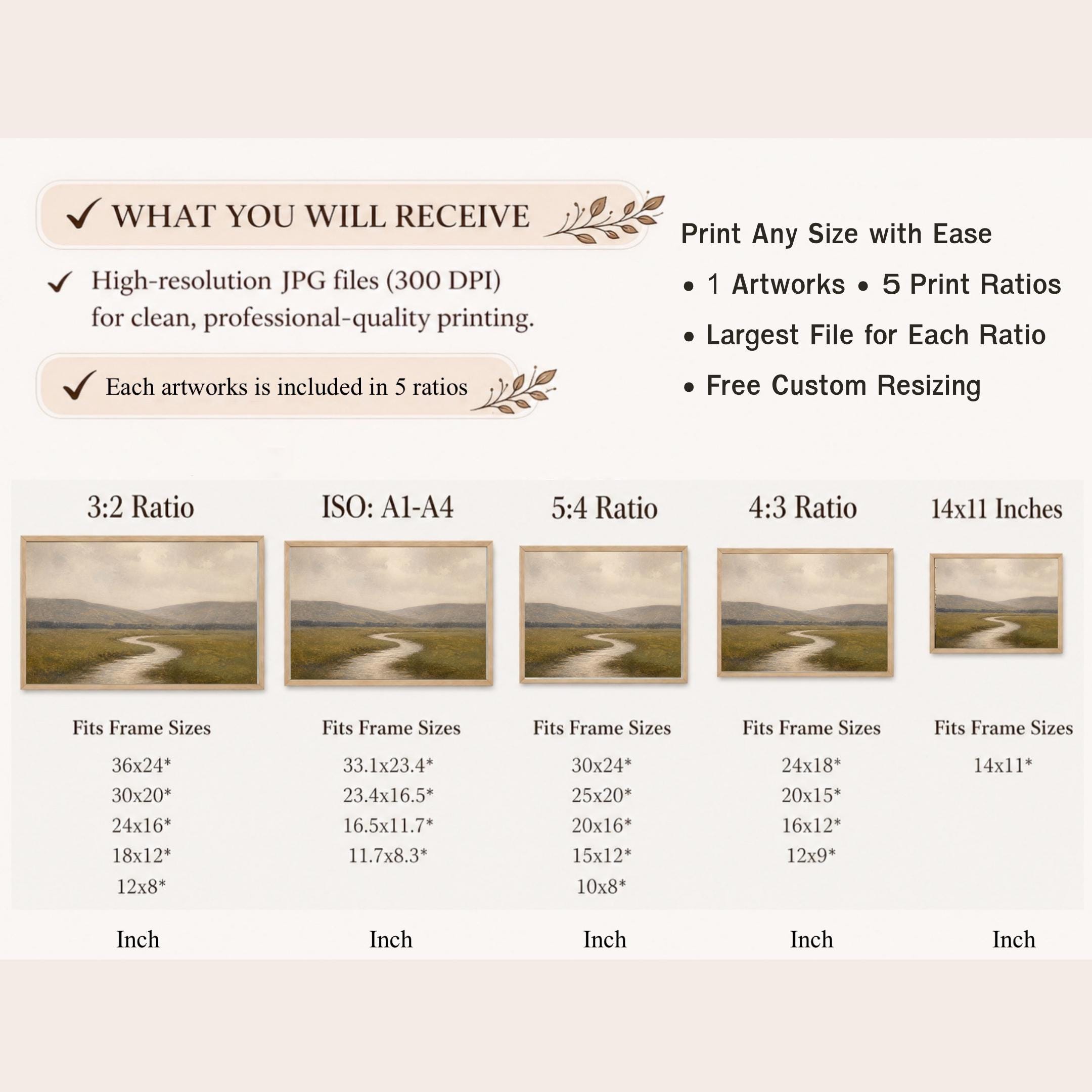 River Landscape Wall Art | Neutral Meadow Print | Vintage Nature Digital Download — image 10