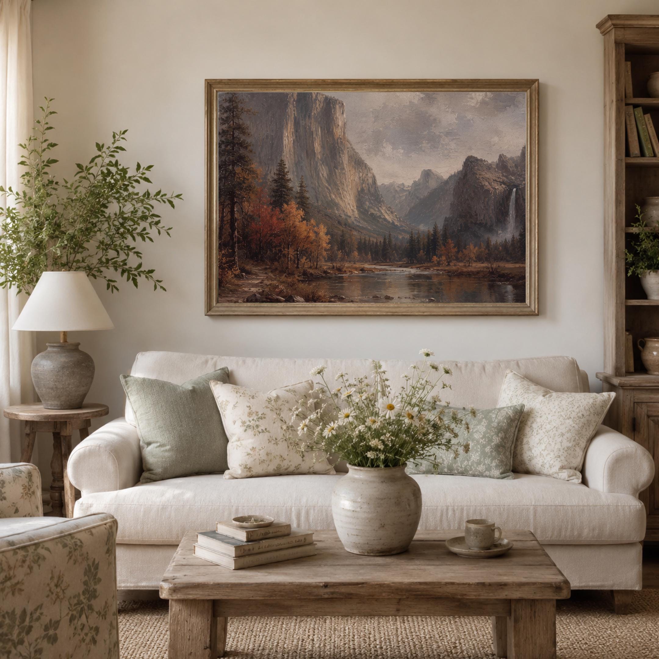 Mountain Landscape Wall Art | Yosemite Inspired Valley Print | Moody Vintage Landscape Digital Download — image 7