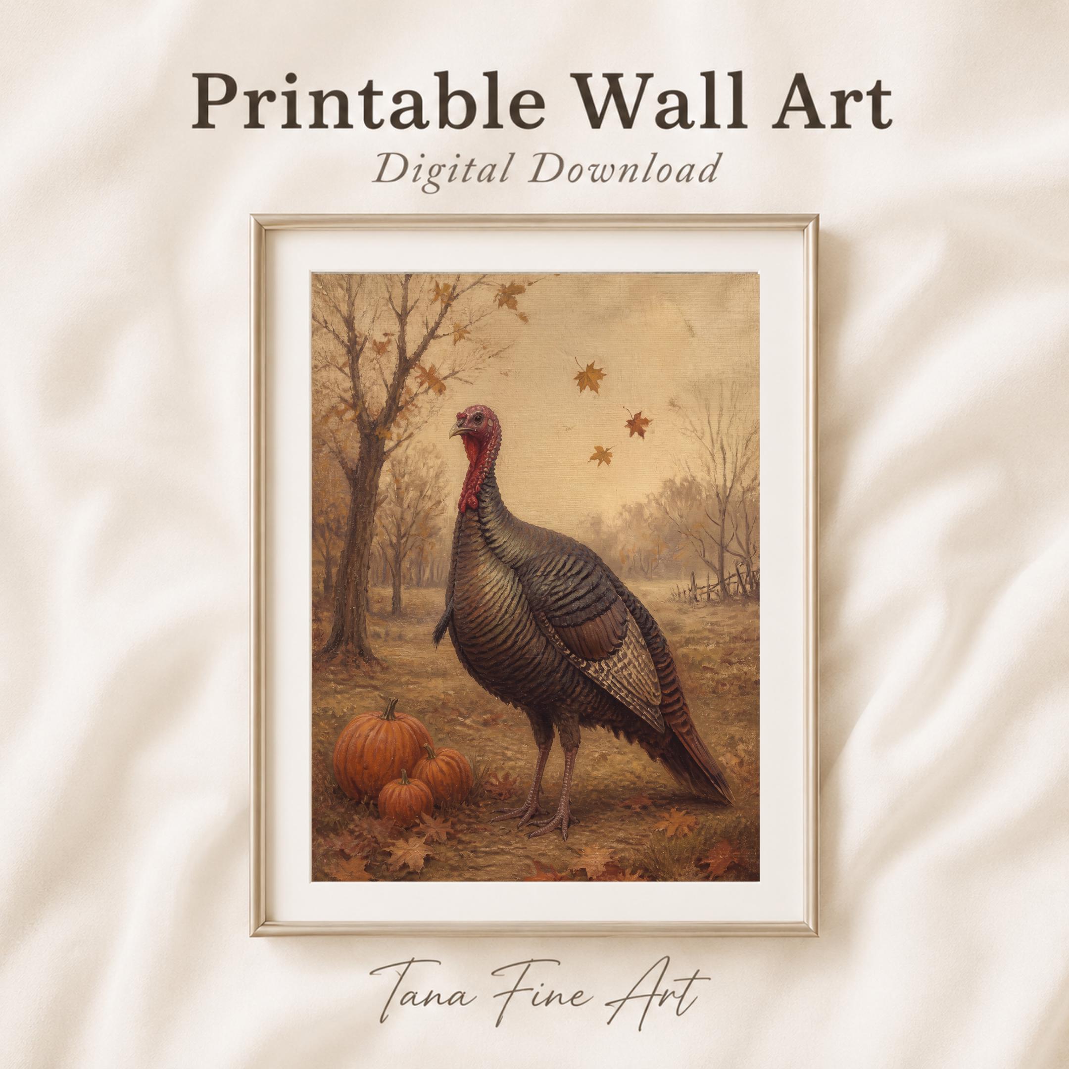 Vintage Turkey Thanksgiving Printable Wall Art, Rustic Fall Farmhouse Digital Download — image 7