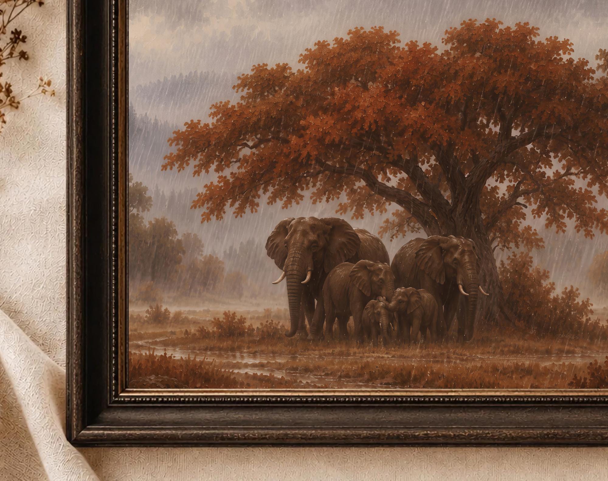 Elephant Wall Art | Wildlife Family Print | Safari Lodge Decor | Printable Digital Download — image 2