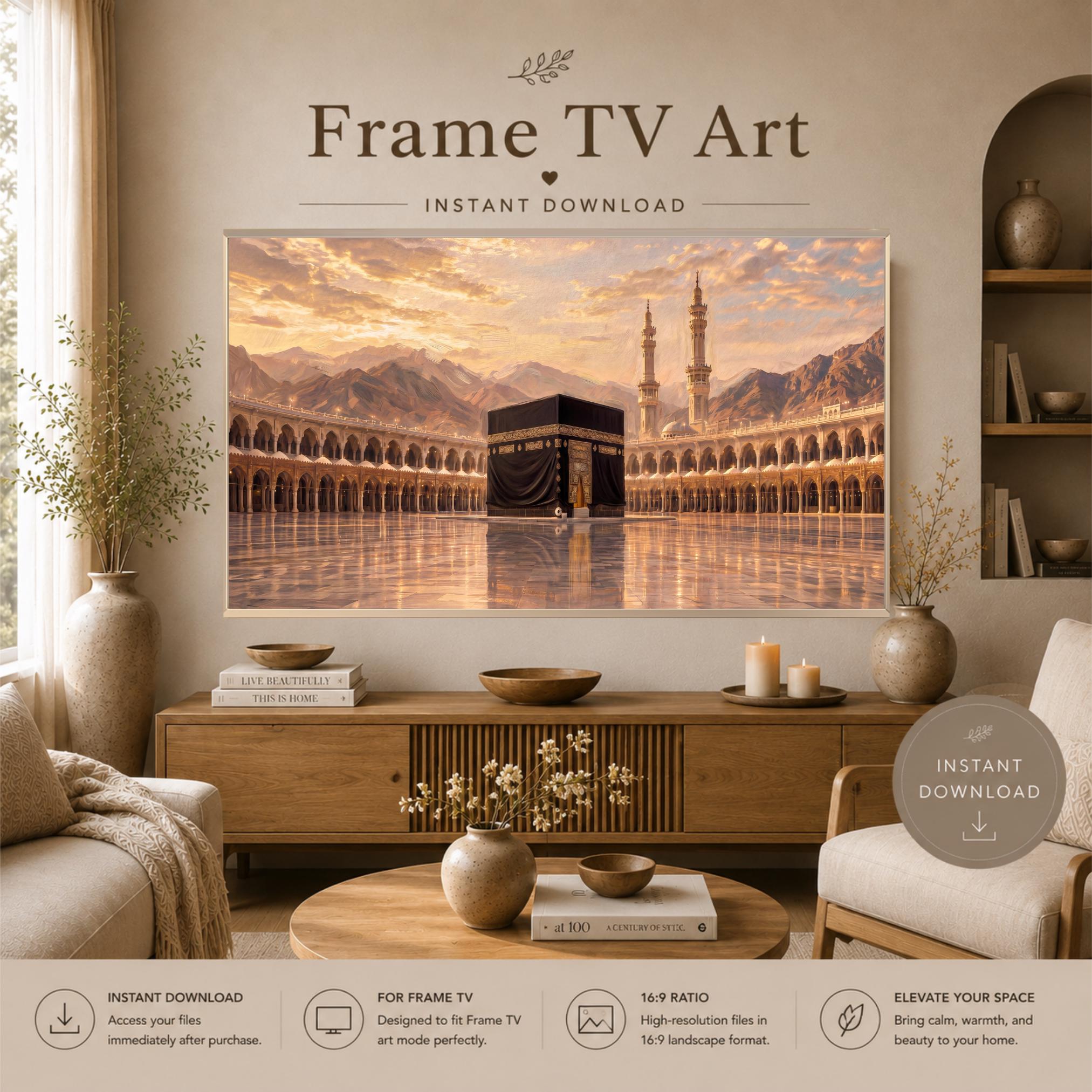 Islamic Frame TV Art Set of 3, Kaaba Medina Jerusalem Screen Display Digital Download — image 2
