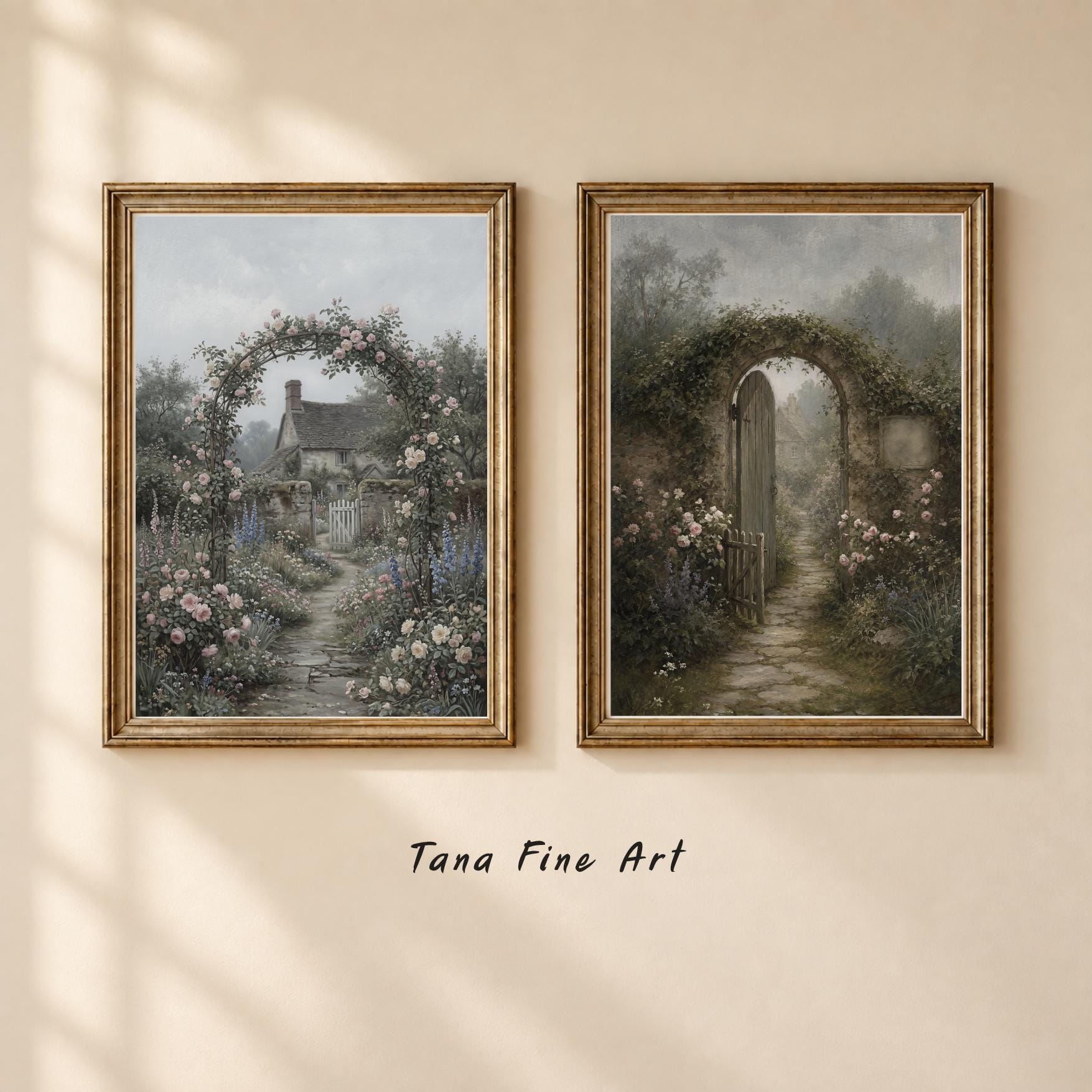 Vintage Cottage Gallery Wall Art Set 9, Floral Landscape Printable Decor Prints Digital Download — image 2