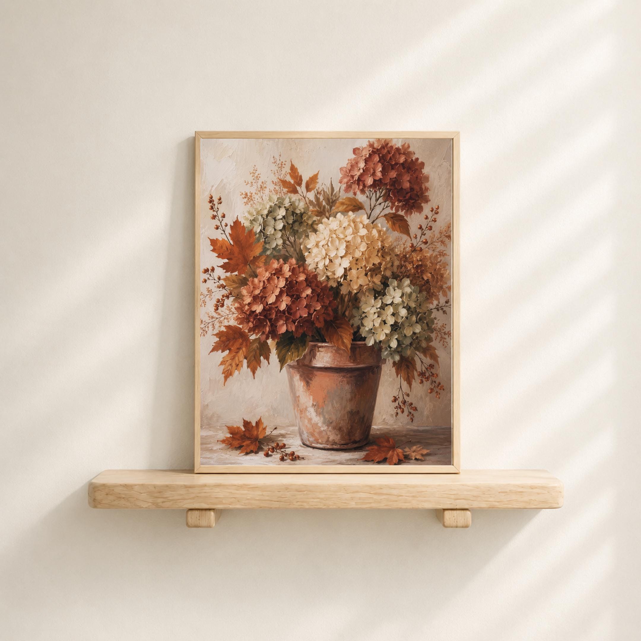 Fall Hydrangea Wall Art, Autumn Floral Pot Farmhouse Print, Rustic Cottage Flower (Digital Download) — image 8