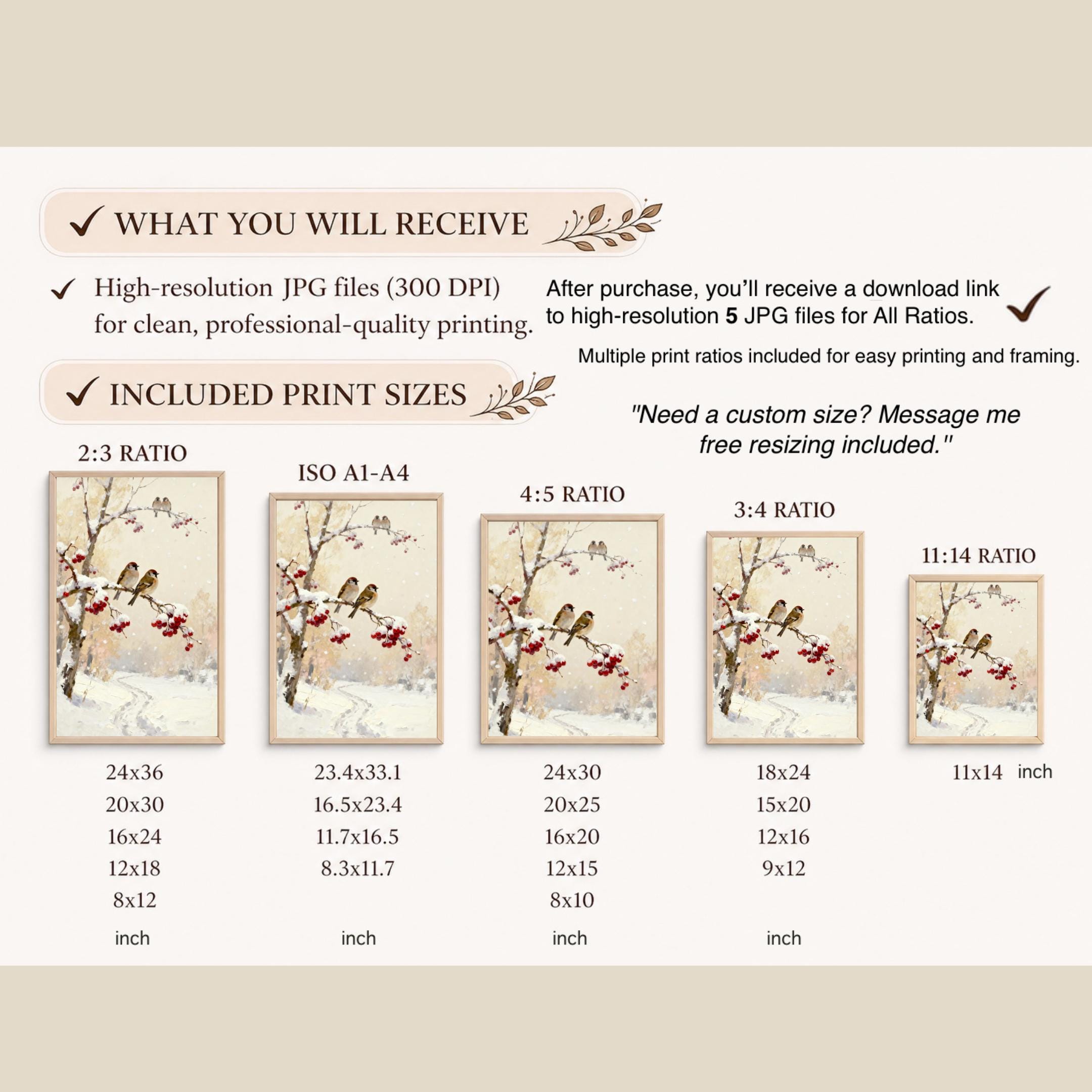 Snowy Birds & Berry Branches — Set of 5 — image 5