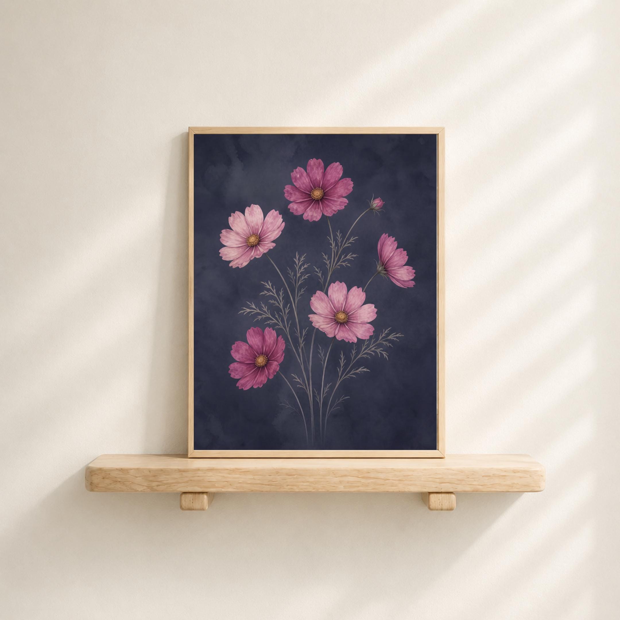 Moody October Birth Flower Print | Cosmos Flower Wall Art | Botanical Digital Download — image 7