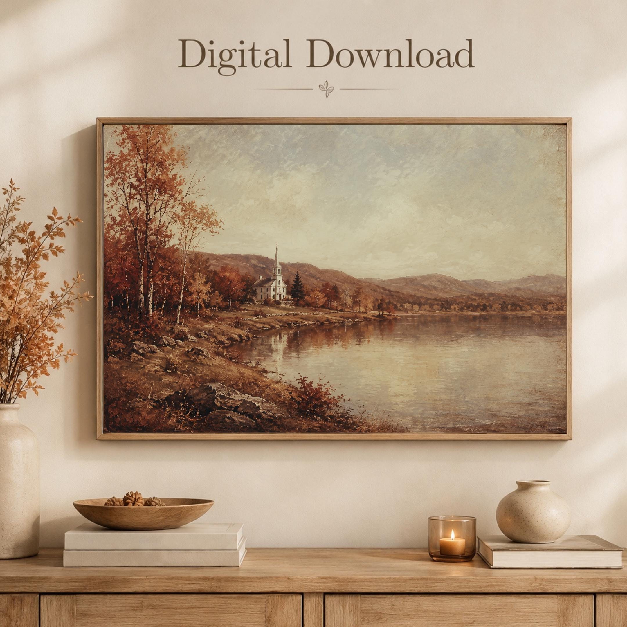 Vintage Vermont Autumn Lake Printable Wall Art, Rustic Fall Home Decor, Digital Download — image 5