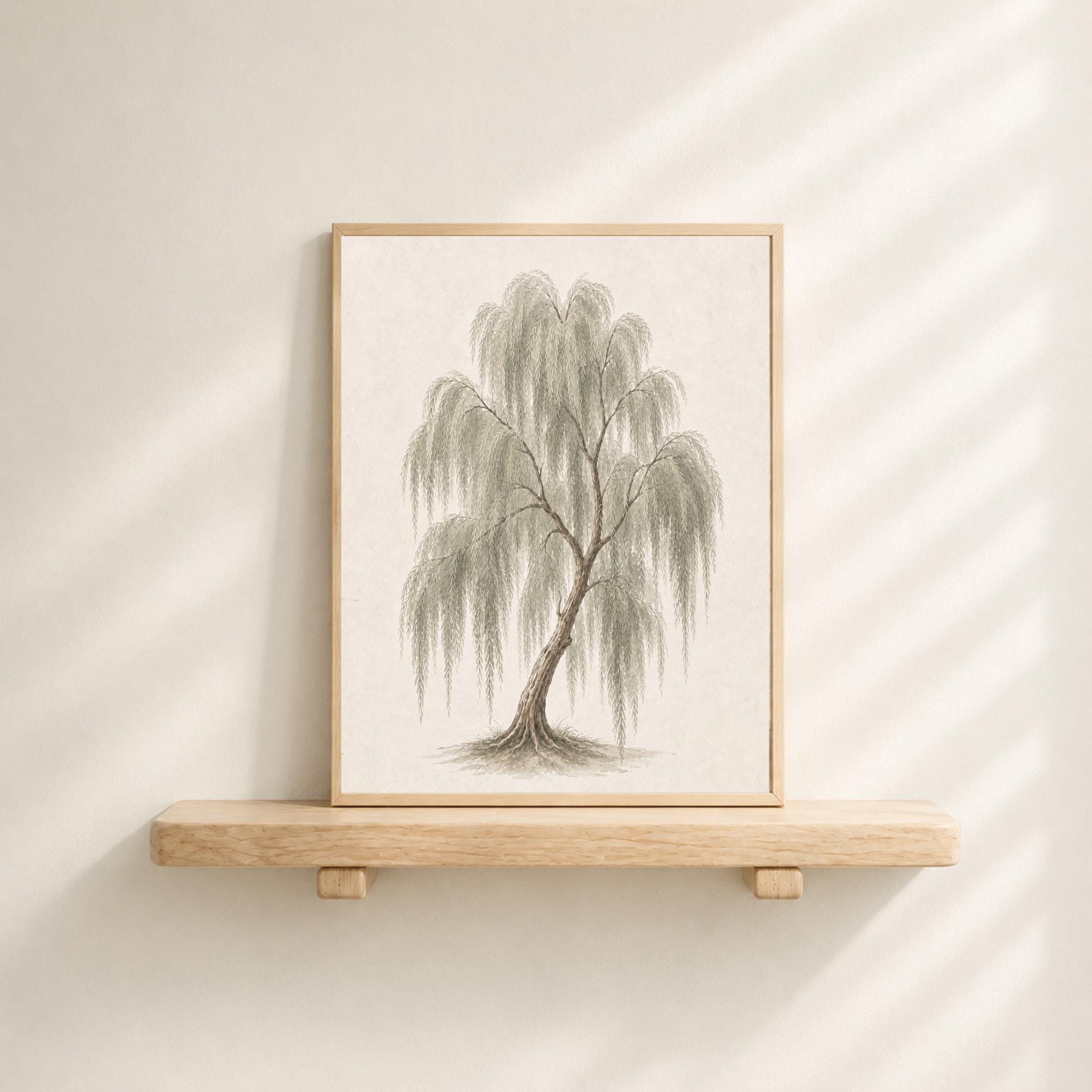 Willow Tree Wall Art, Neutral Watercolor Botanical Tree Print, Cottage Nature Decor (Digital Download) — image 2