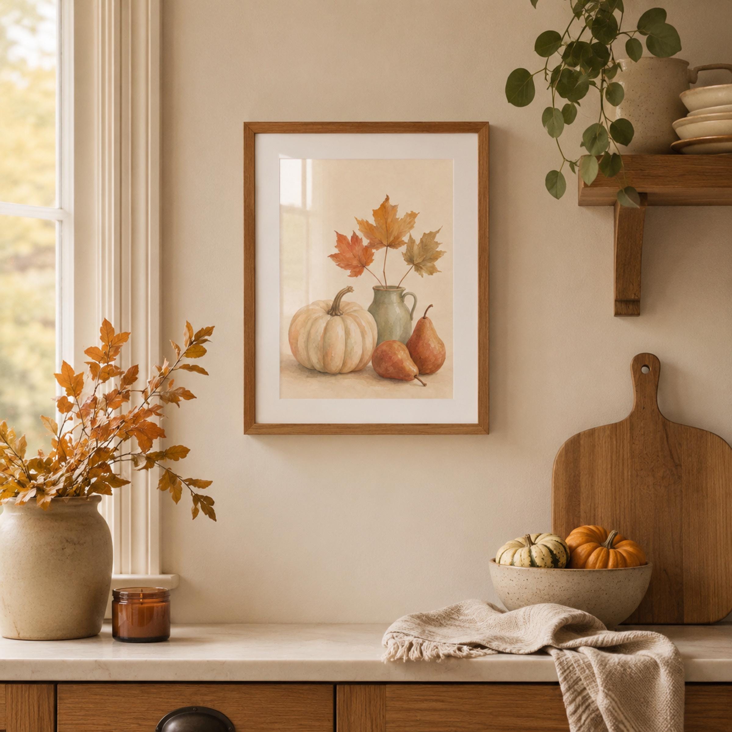 Fall Still Life Wall Art | Pumpkin Pear Harvest Print | Autumn Printable Digital Download — image 2