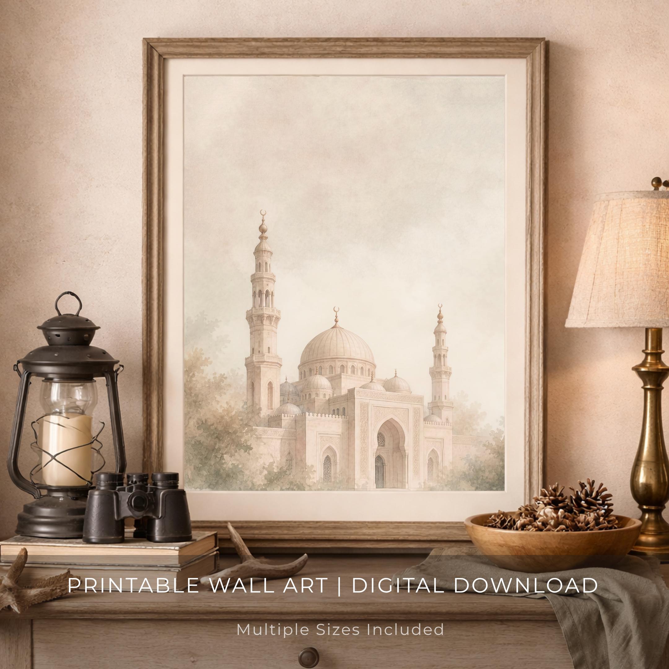 Beige Mosque among Gentle Foliage — image 6