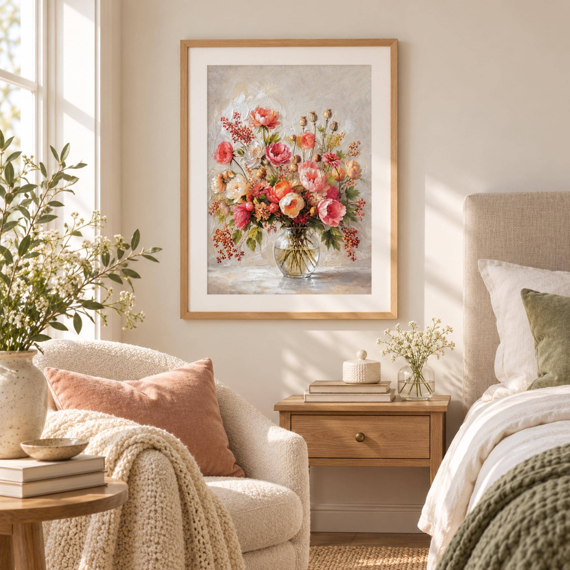 Colorful Peony and Poppy Floral Vase Printable Wall Art, Spring Home Decor Digital Download — image 4