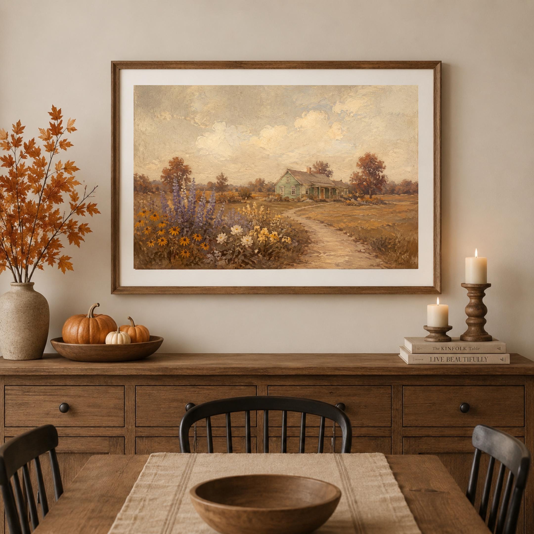 Vintage Fall Garden Printable Wall Art, Rustic Green Cottage Landscape, Autumn Farmhouse, Digital Download — image 7