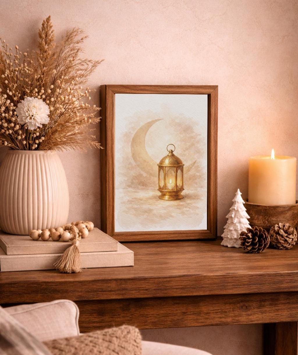 Glowing Lantern beneath a Crescent — image 6