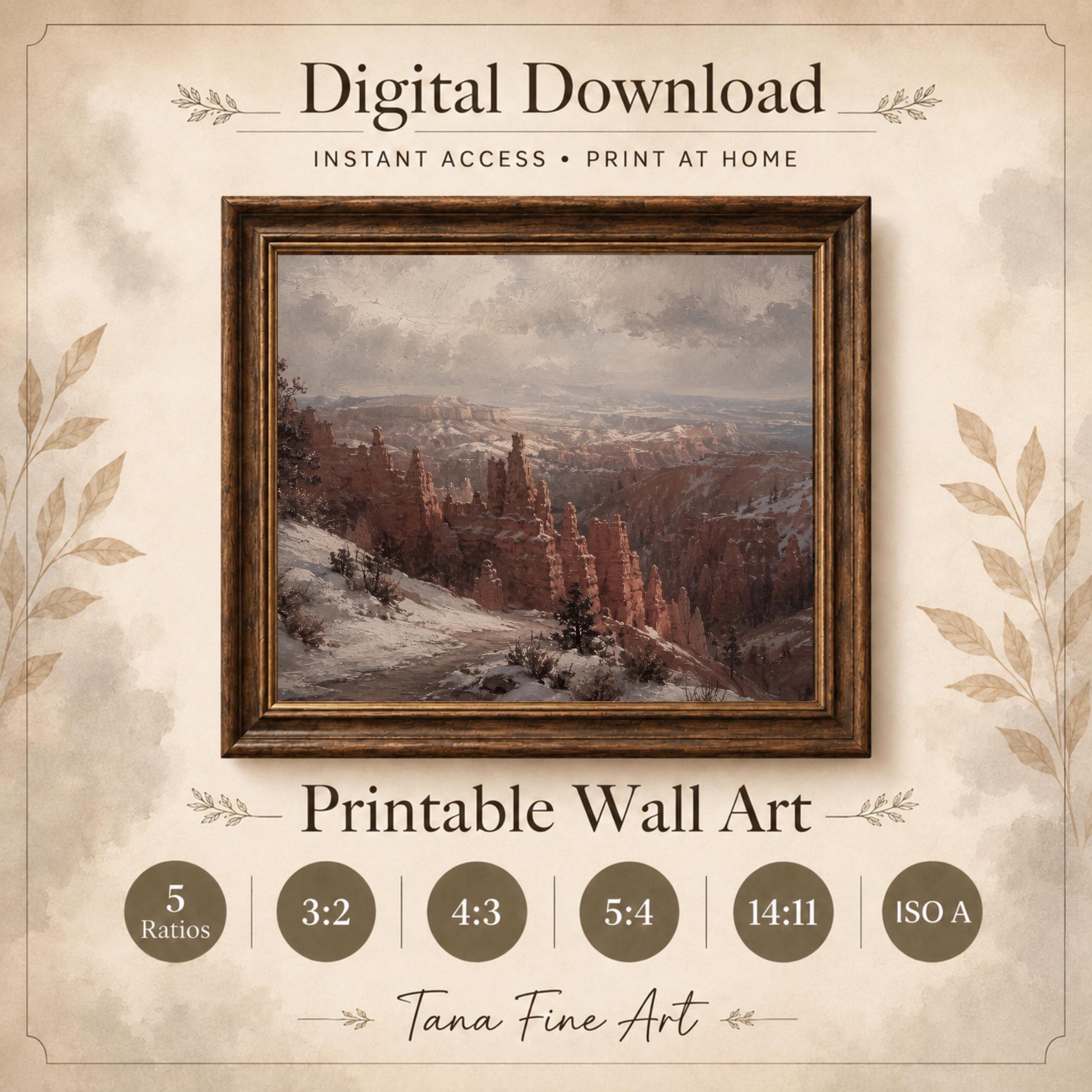 Canyon Landscape Wall Art | Winter Southwest Desert Print | Vintage Nature Printable Digital Download — image 9