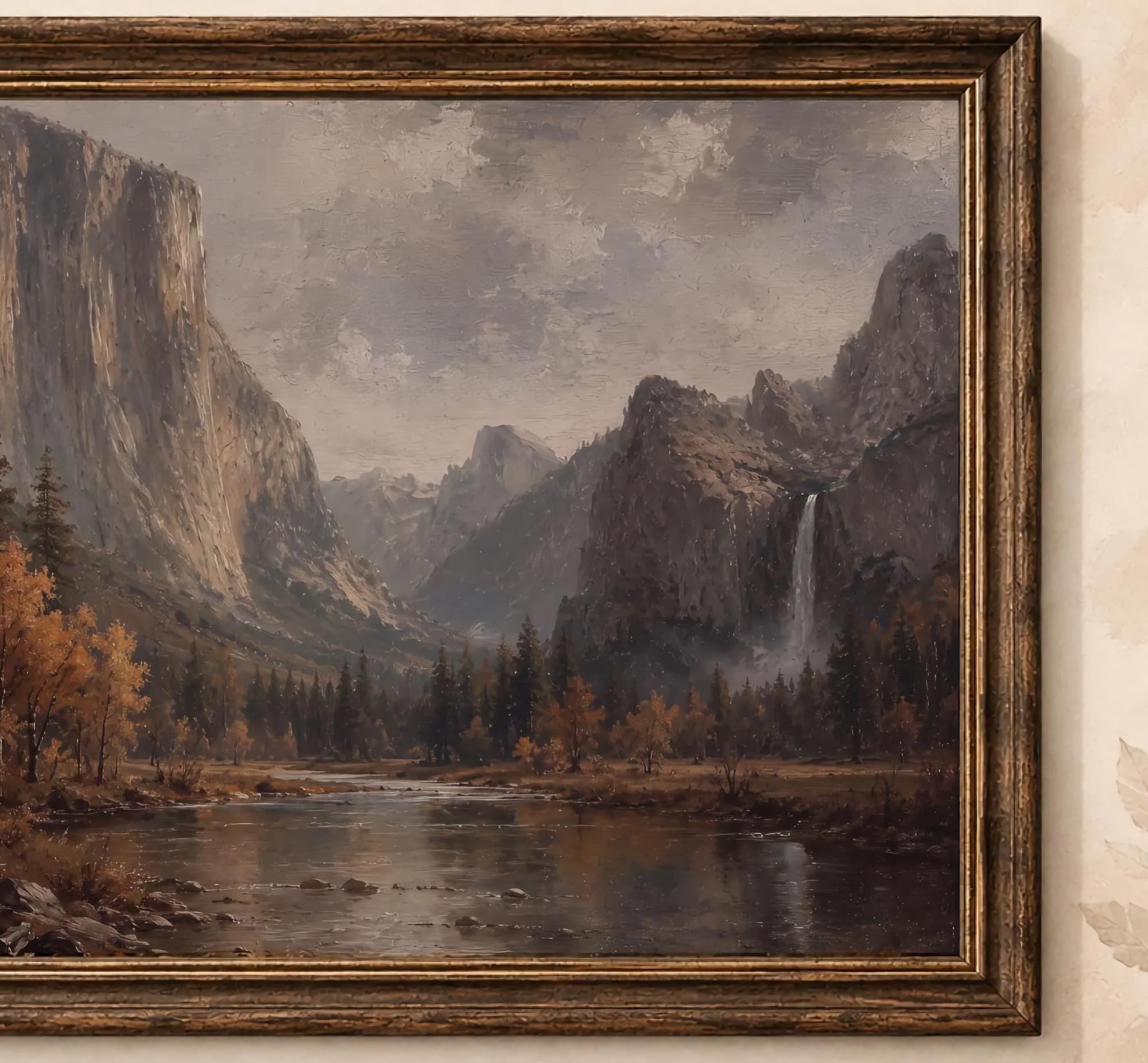 Mountain Landscape Wall Art | Yosemite Inspired Valley Print | Moody Vintage Landscape Digital Download — image 2