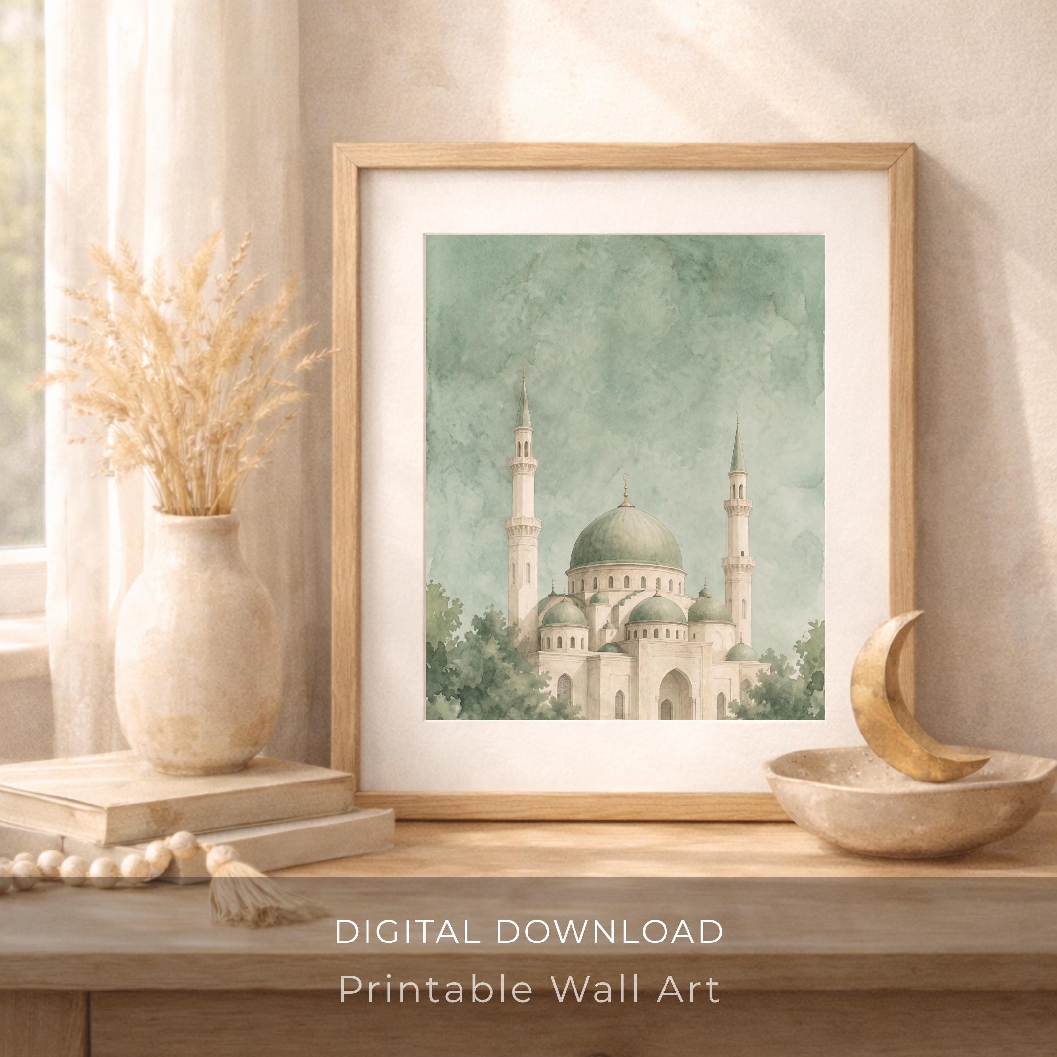 Soft Mosque under a Sage Sky