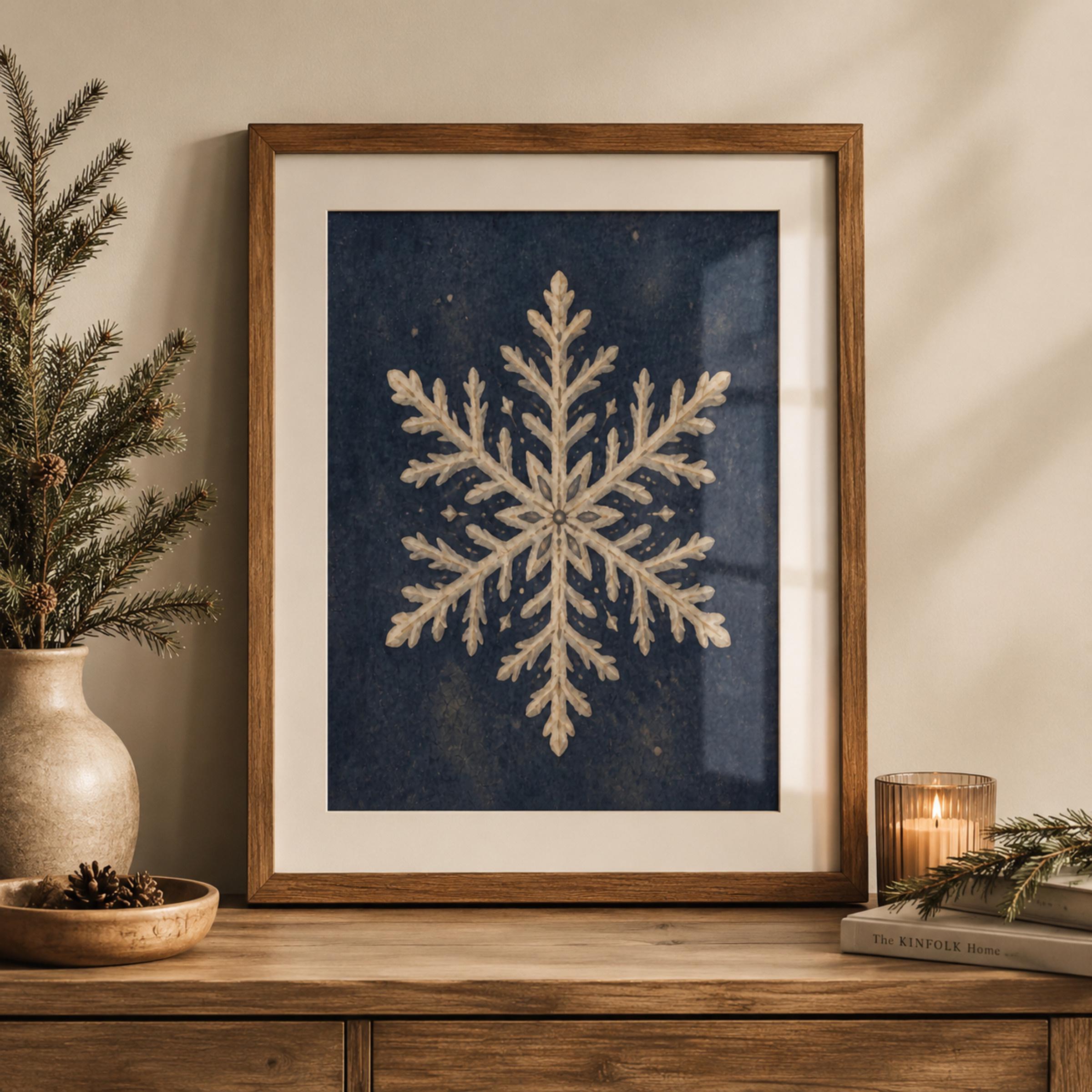 Cream Snowflake on Winter Blue — image 2