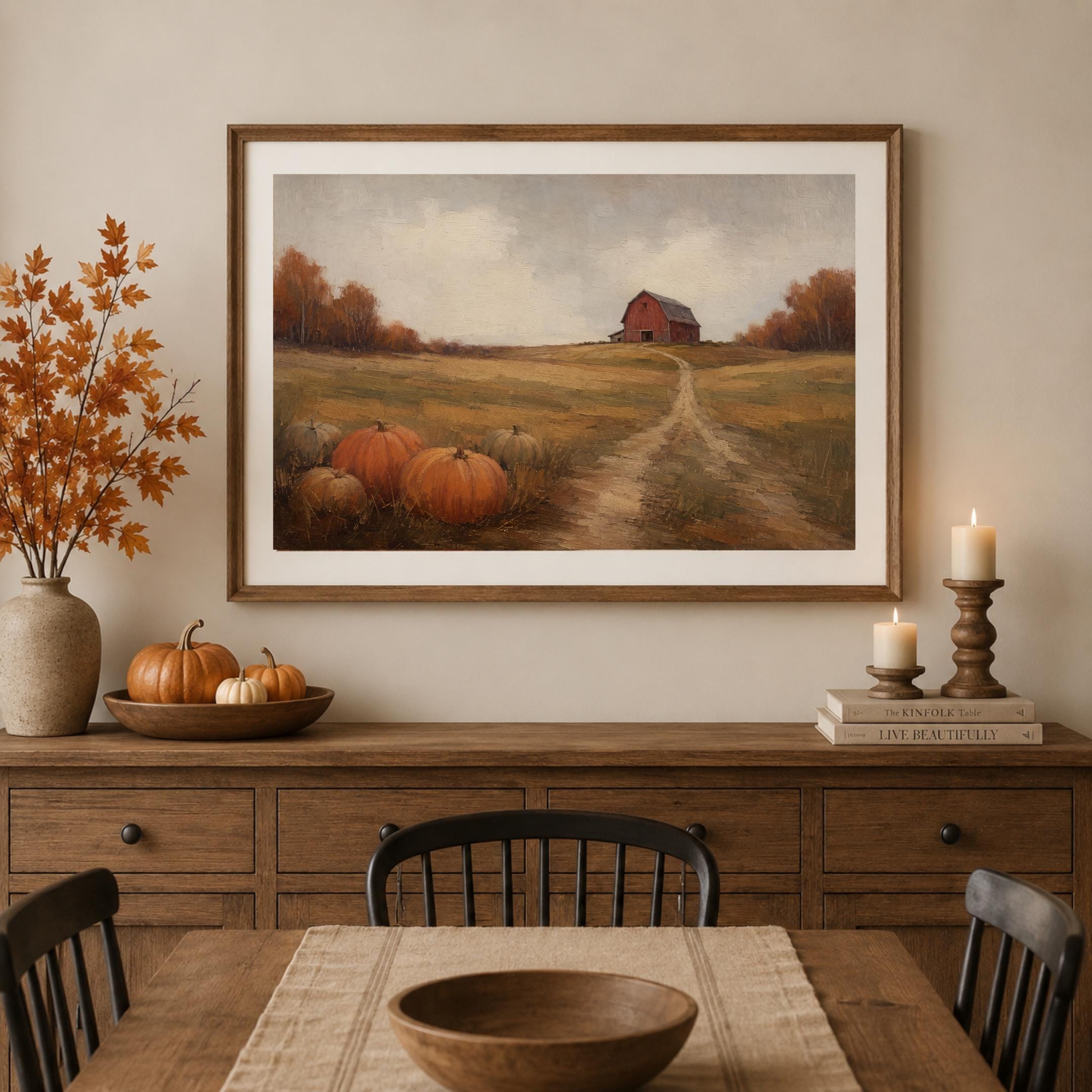 Pumpkin Patch Red Barn Printable Wall Art, Rustic Autumn Farmhouse, Digital Download Home Decor — image 2