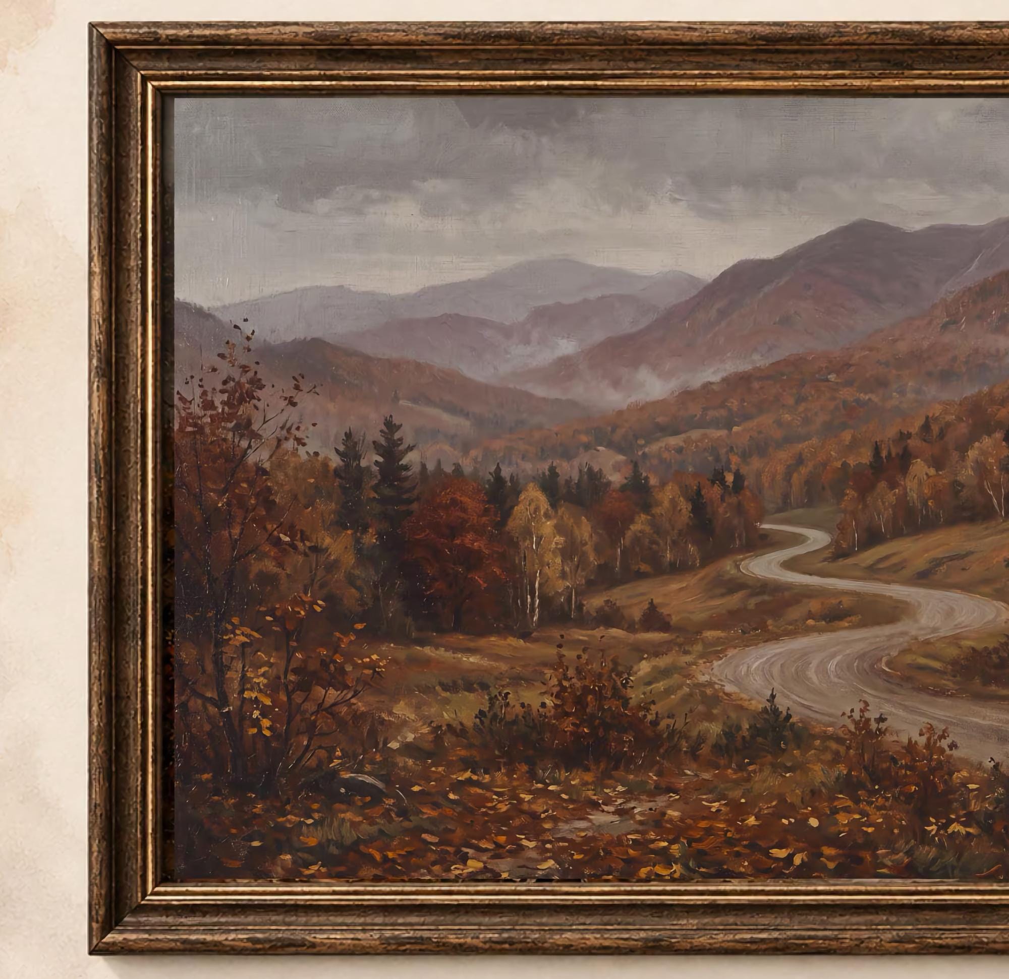 Fall Landscape Mountain Wall Art | New England Road Print | New Hampshire Inspired Digital Download — image 2