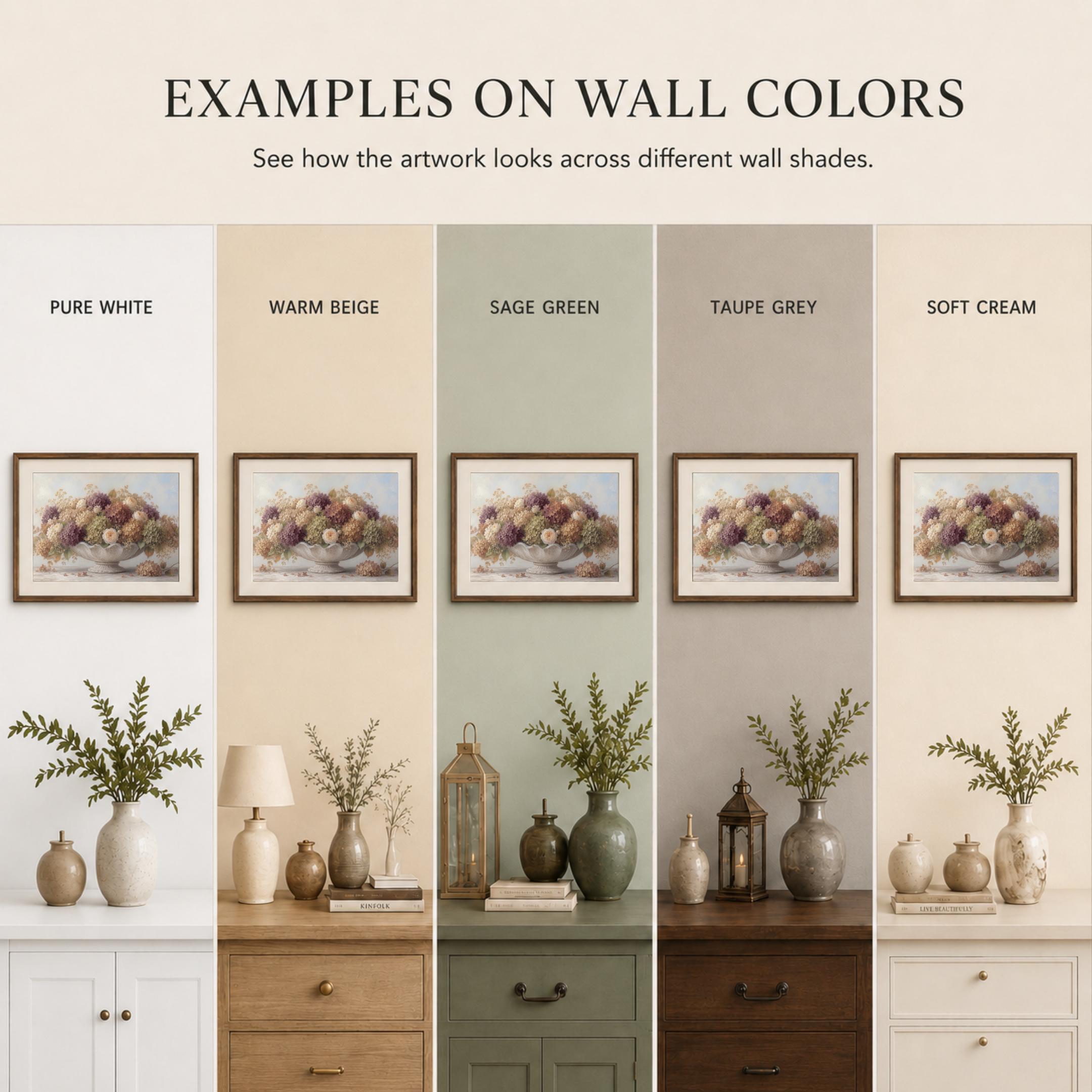 Hydrangea Fall Wall Art, Autumn Floral French Low Bowl, Muted Cottage Decor (Digital Download) — image 7