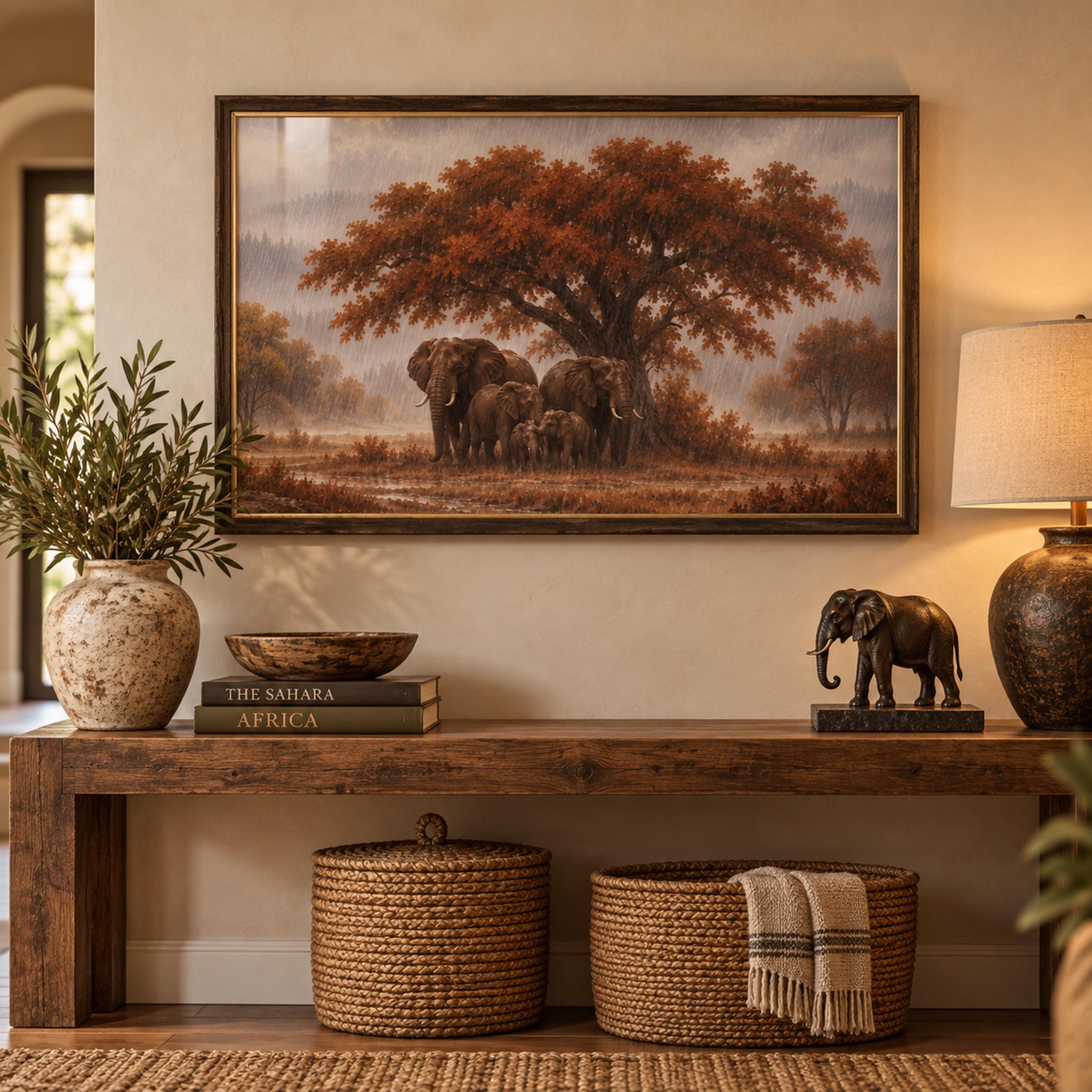 Elephant Wall Art | Wildlife Family Print | Safari Lodge Decor | Printable Digital Download — image 3