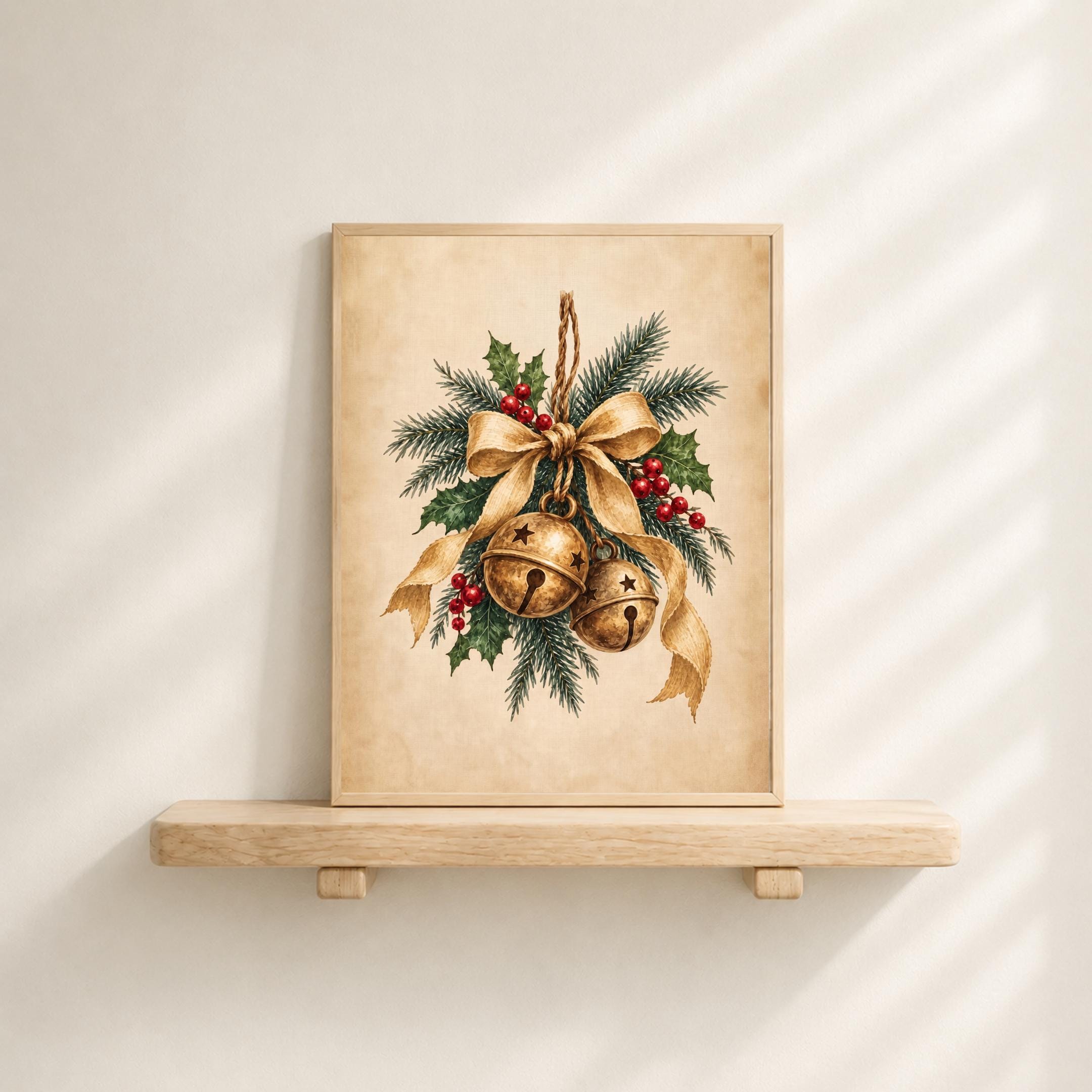Golden Christmas Bells & Holly — image 6