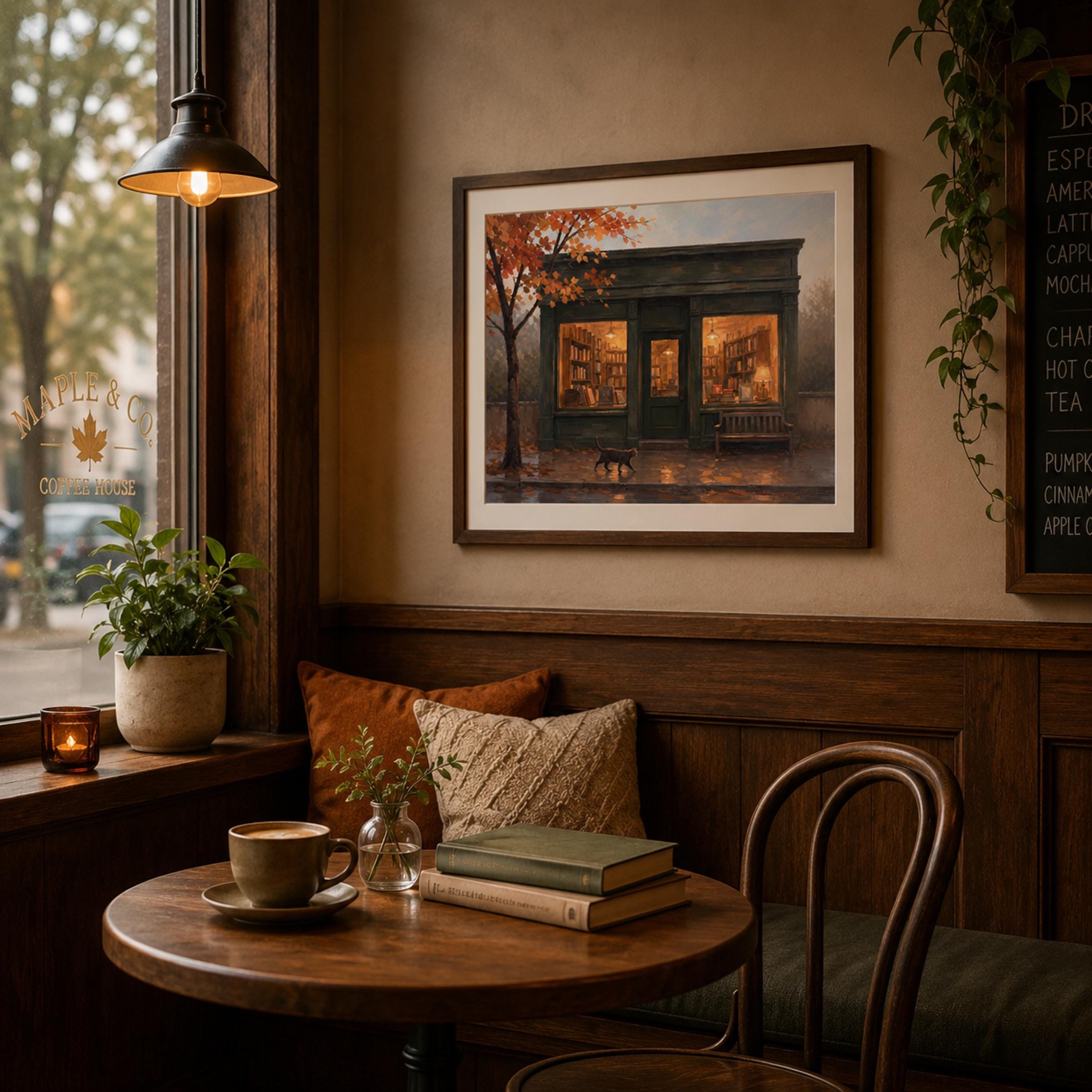 Fall Bookstore Wall Art | Cozy Autumn Bookshop Print | Printable Digital Download — image 4