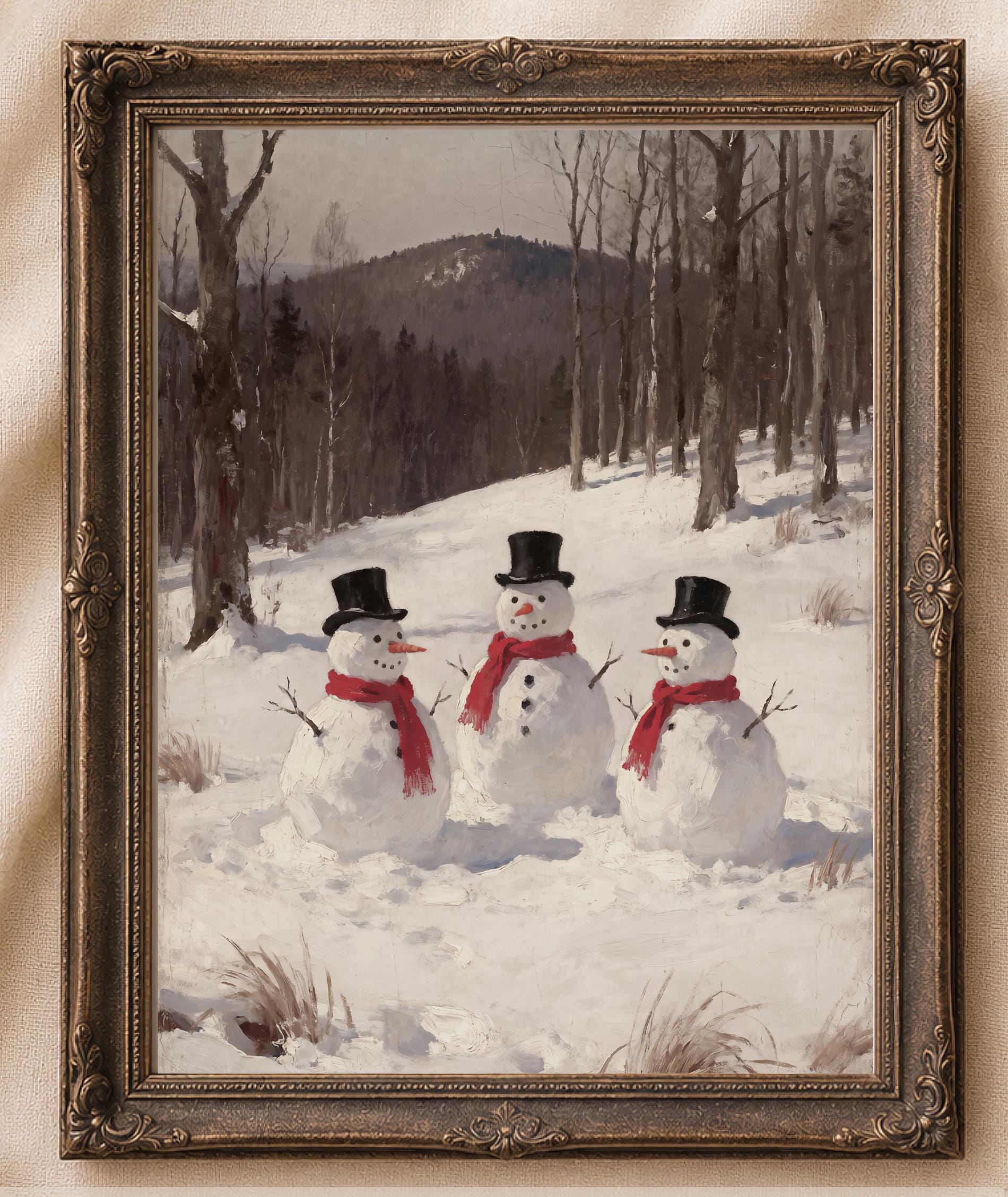 Winter Christmas Snowman Wall Art Printable | Rustic Cabin Decor (Digital Download) — image 2