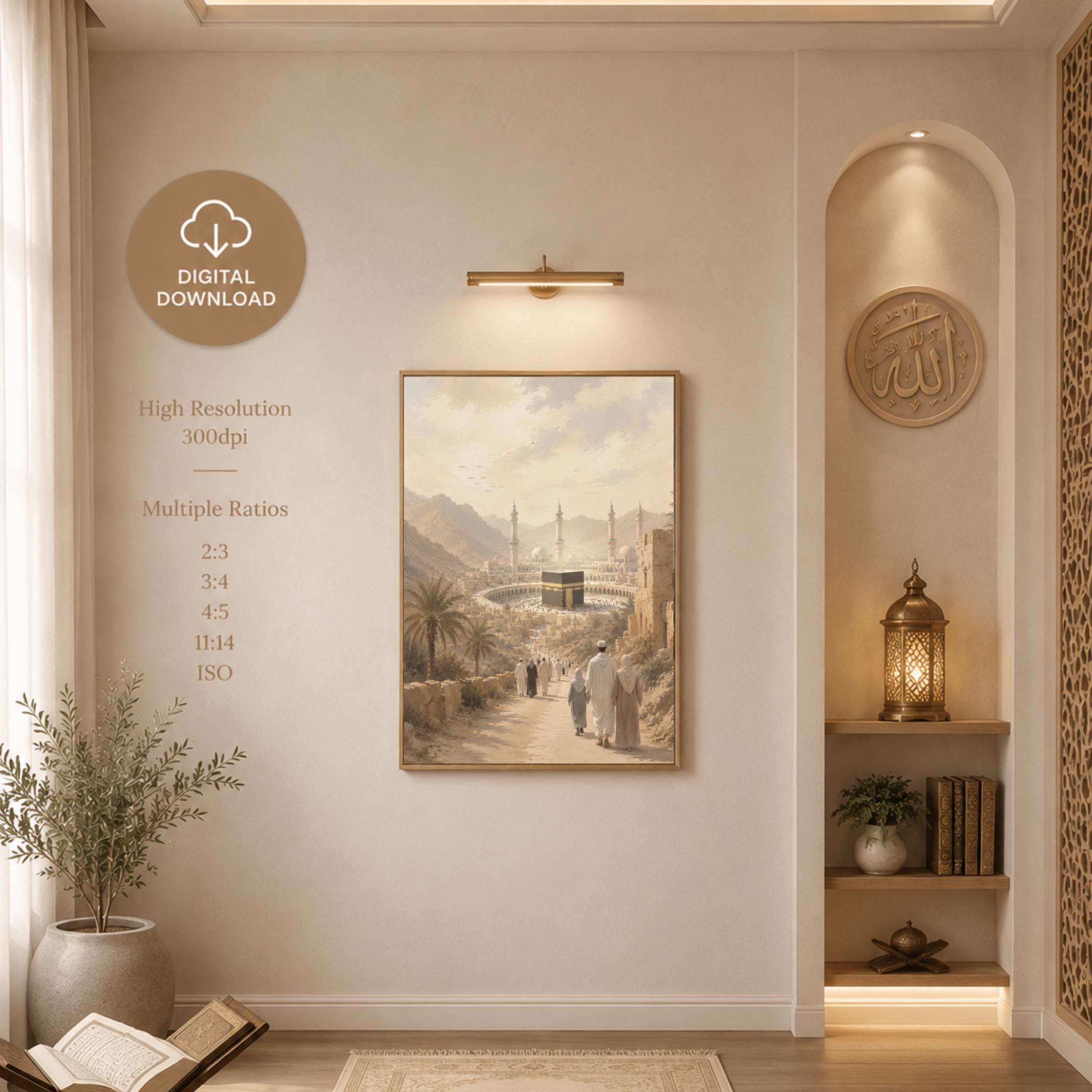 Kaaba Journey Islamic Wall Art Print, Hajj Pilgrimage Decor, Prayer Room Art (Digital Download) — image 2