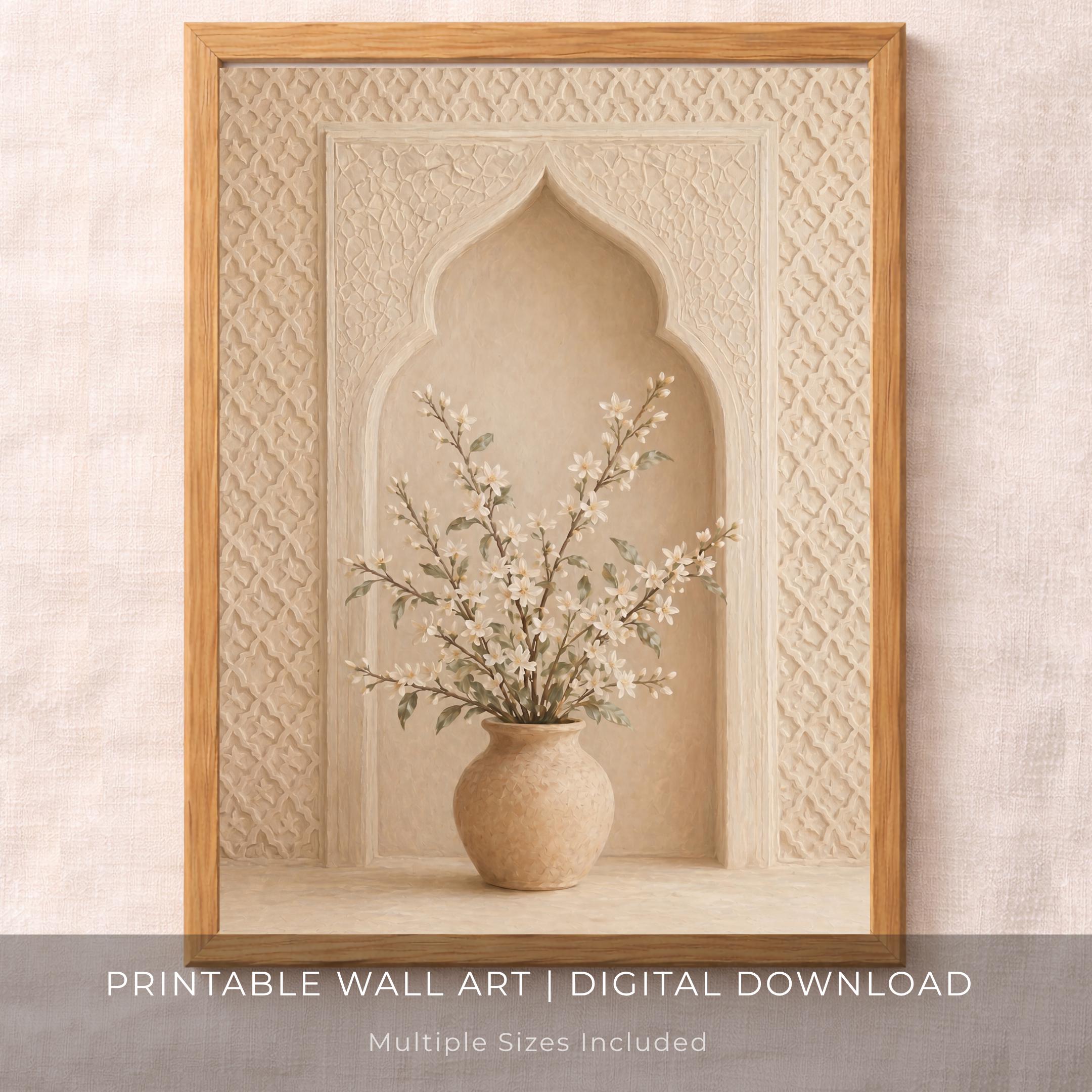Islamic Arch Floral Printable Wall Art, Neutral Blossom Vase For Entryway Decor (Digital Download) — image 4