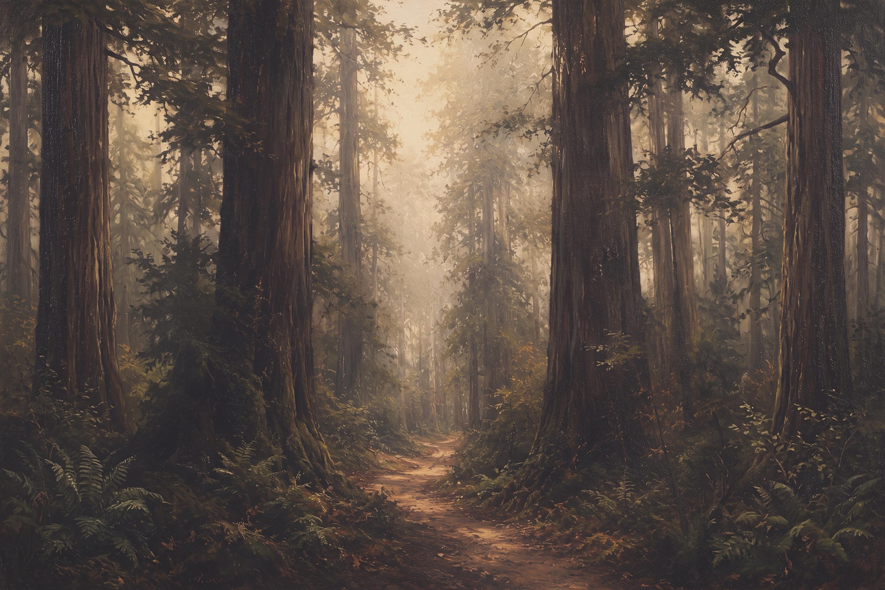 Forest Path Wall Art | Moody Woodland Landscape Print | Vintage Nature Printable Digital Download — image 7
