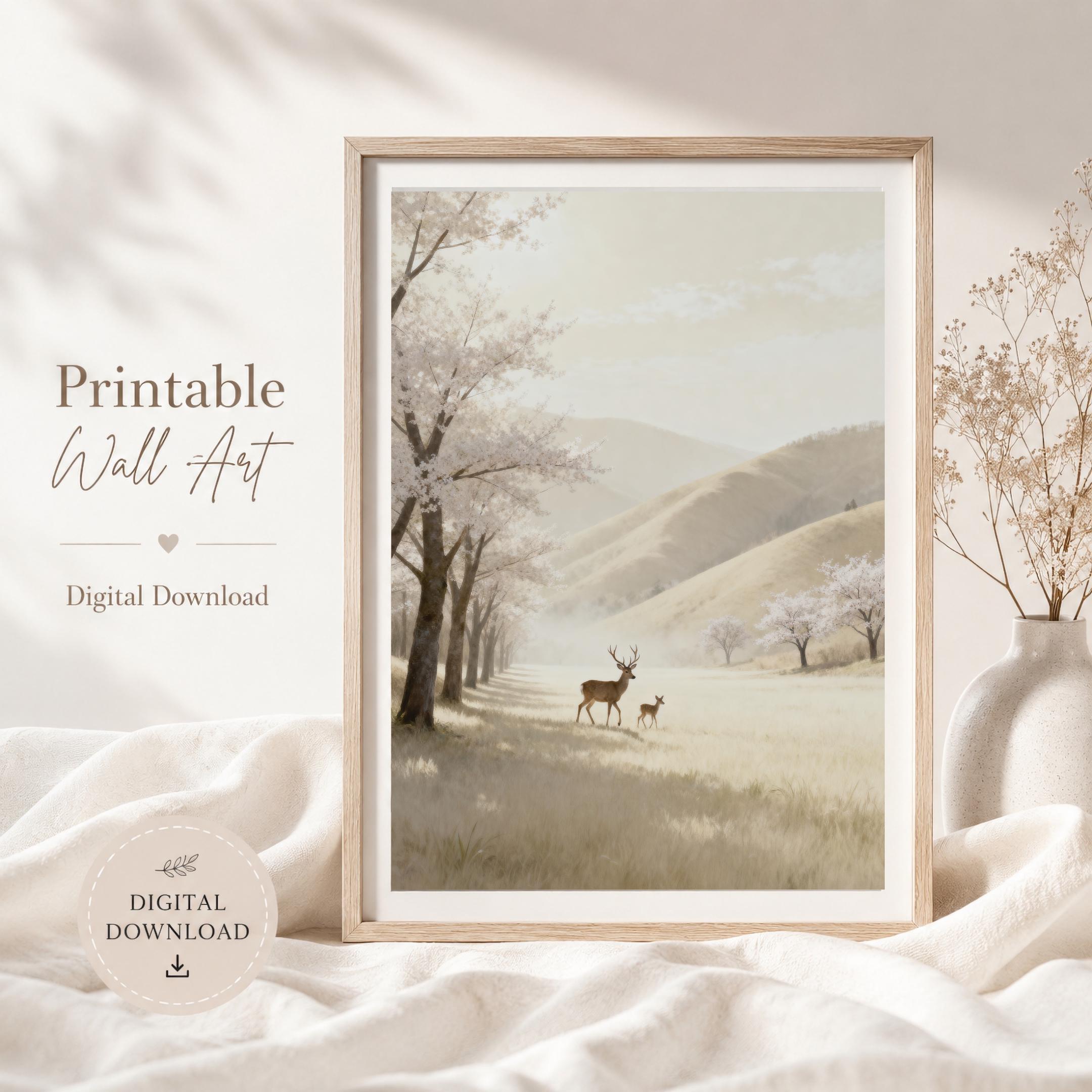 Neutral Whitetail Deer Wall Art Printable | Minimalist Wildlife Wall Decor (Digital Download) — image 5
