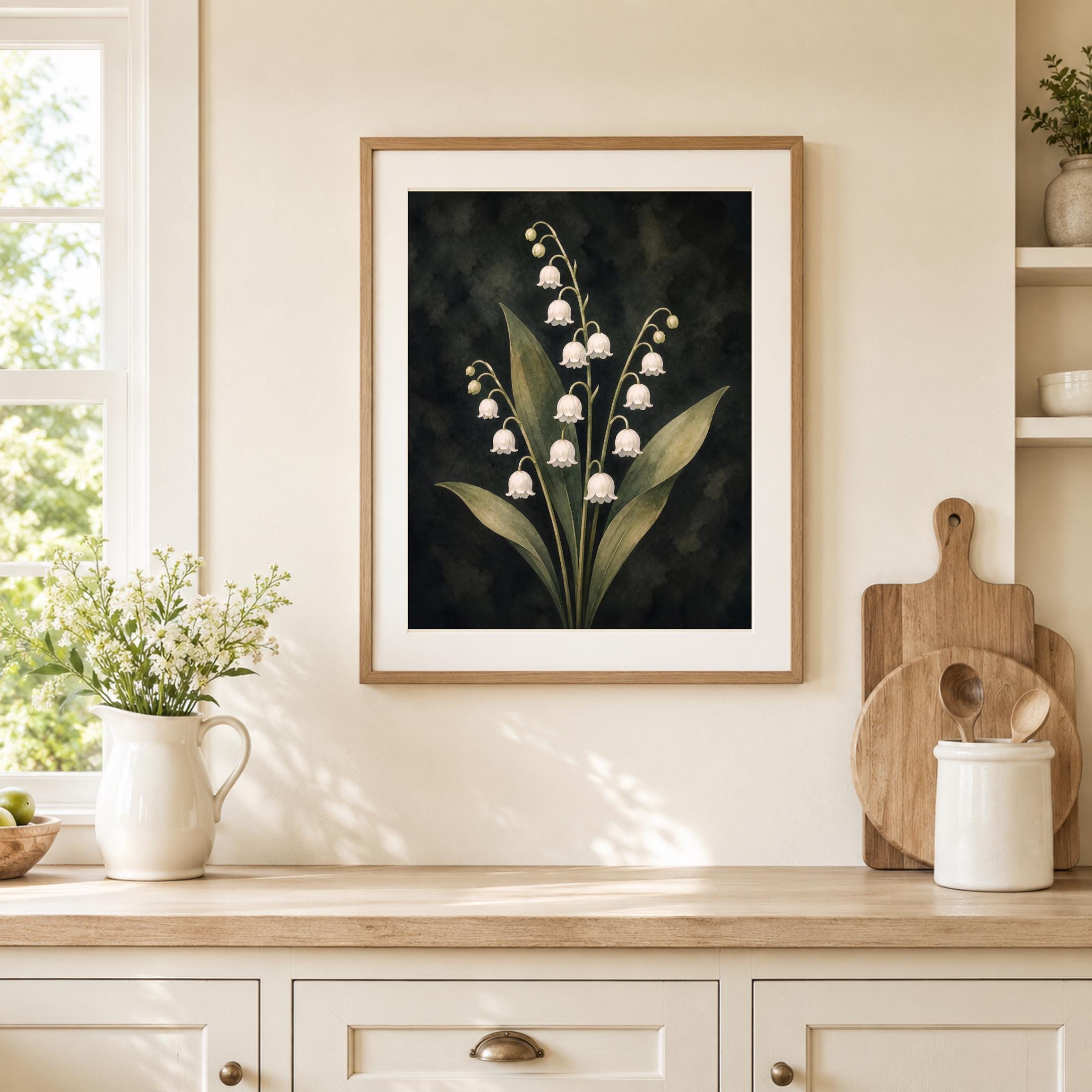 Dark May Birth Flower Prints | Lily of the Valley Wall Art | Dark Botanical Digital Download — image 10