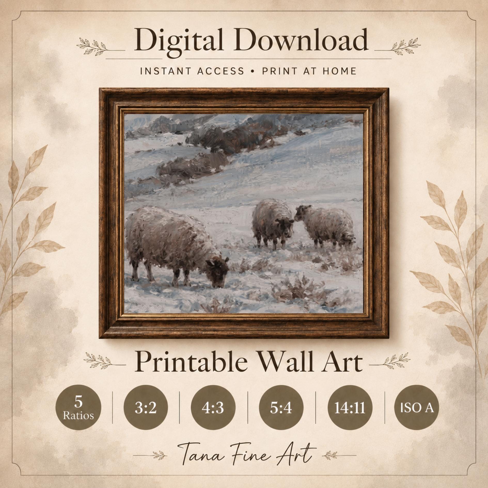 Three Sheep in the Winter Field — image 6