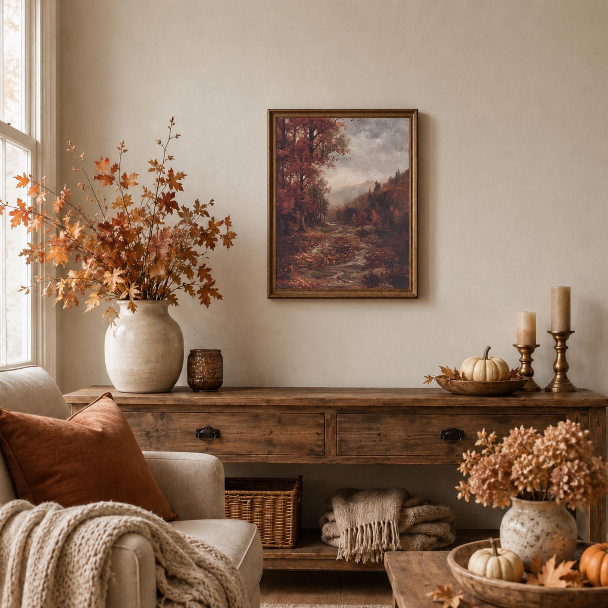 Autumn Forest Path Printable Wall Art, Moody Fall Landscape, Cottagecore Decor Digital Download — image 5