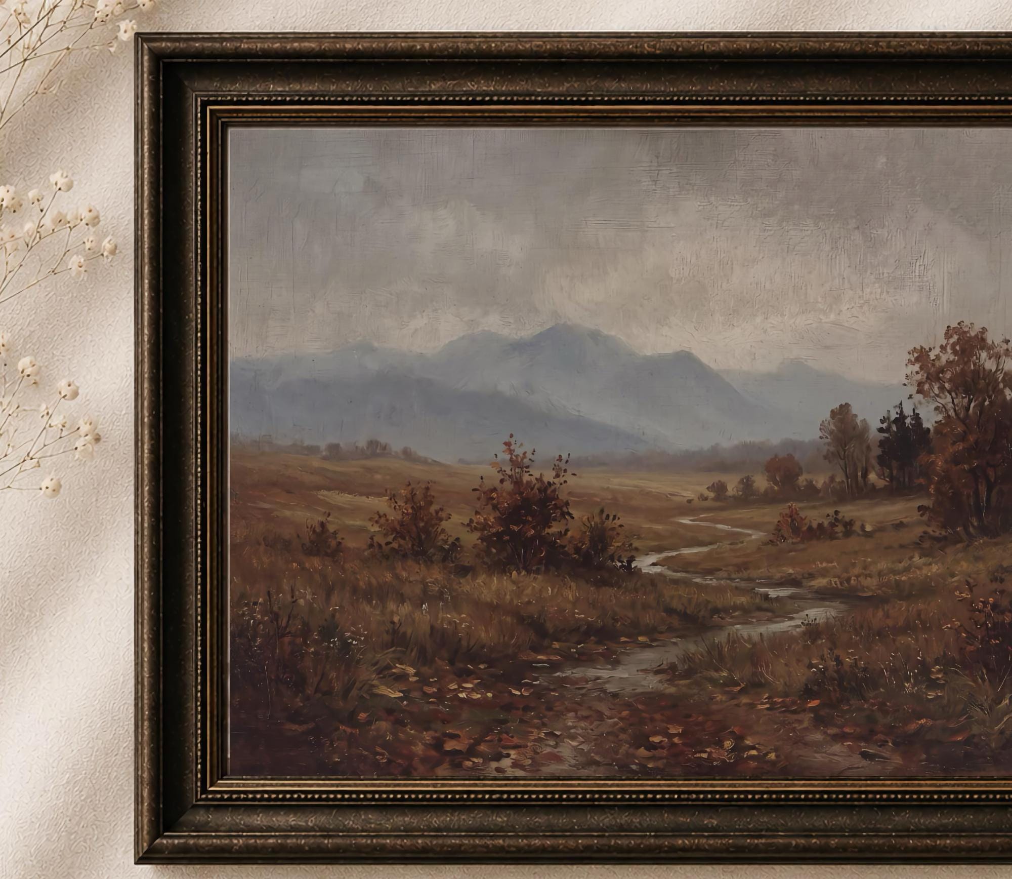 Autumn Landscape Wall Art | Fall Meadow Creek Print | Vintage Farmhouse Nature Digital Download — image 2