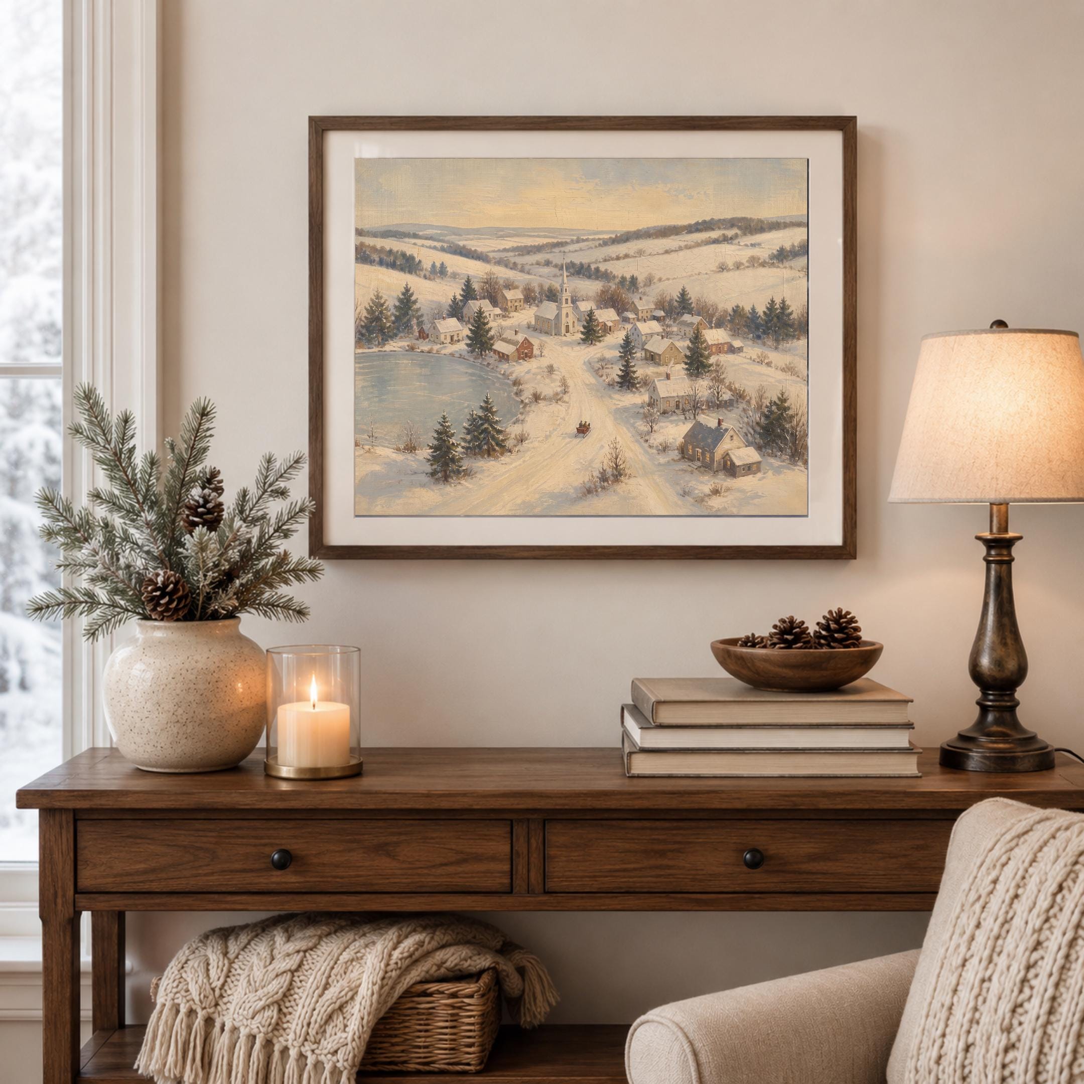 Snowy Village by the Frozen Lake — image 4