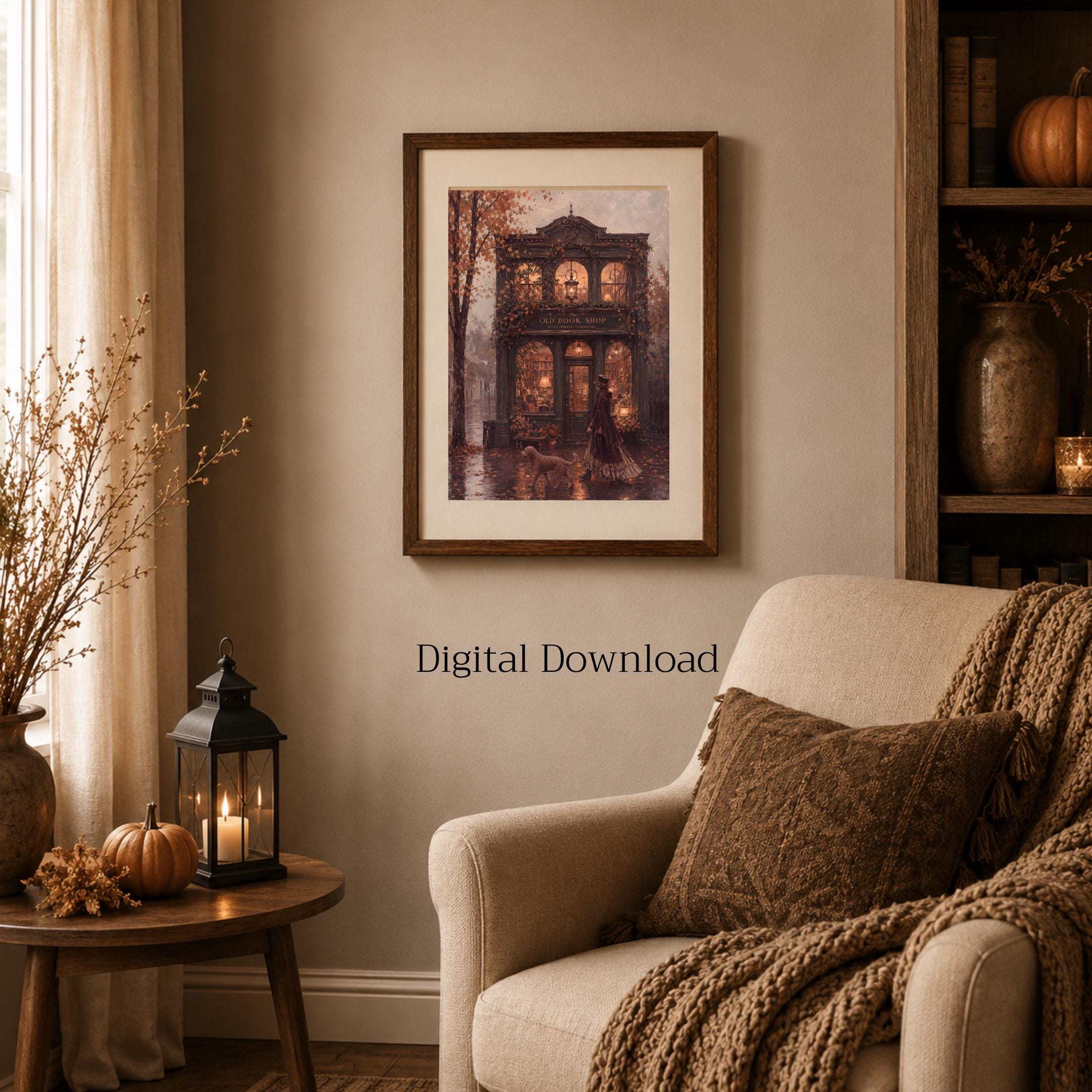 Autumn Bookshop Wall Art | Cozy Book Store Print | Vintage Fall Printable Digital Download — image 5