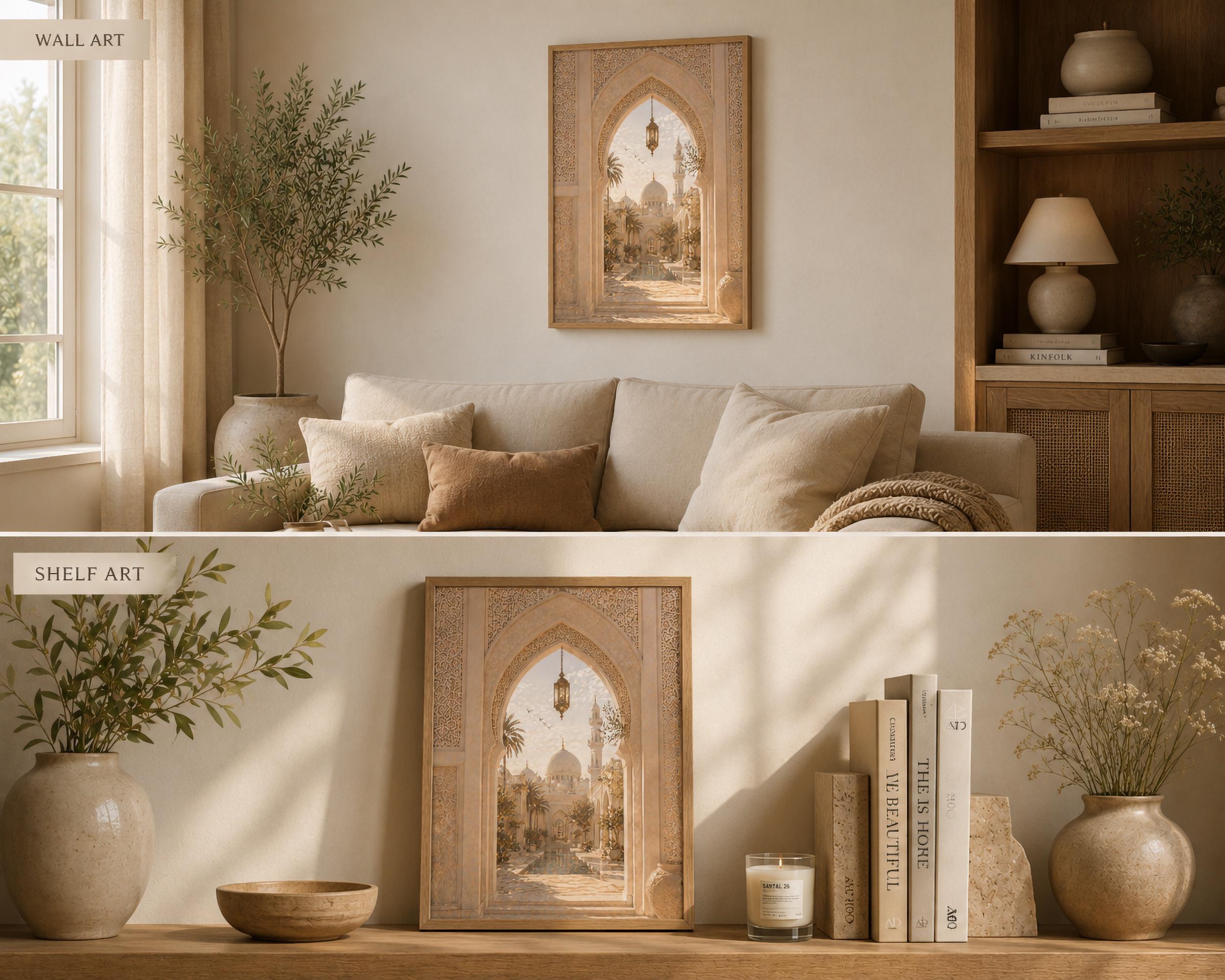 Islamic Arch Wall Art | Mosque Courtyard Printable | Neutral Muslim Home Decor (Digital Download) — image 6