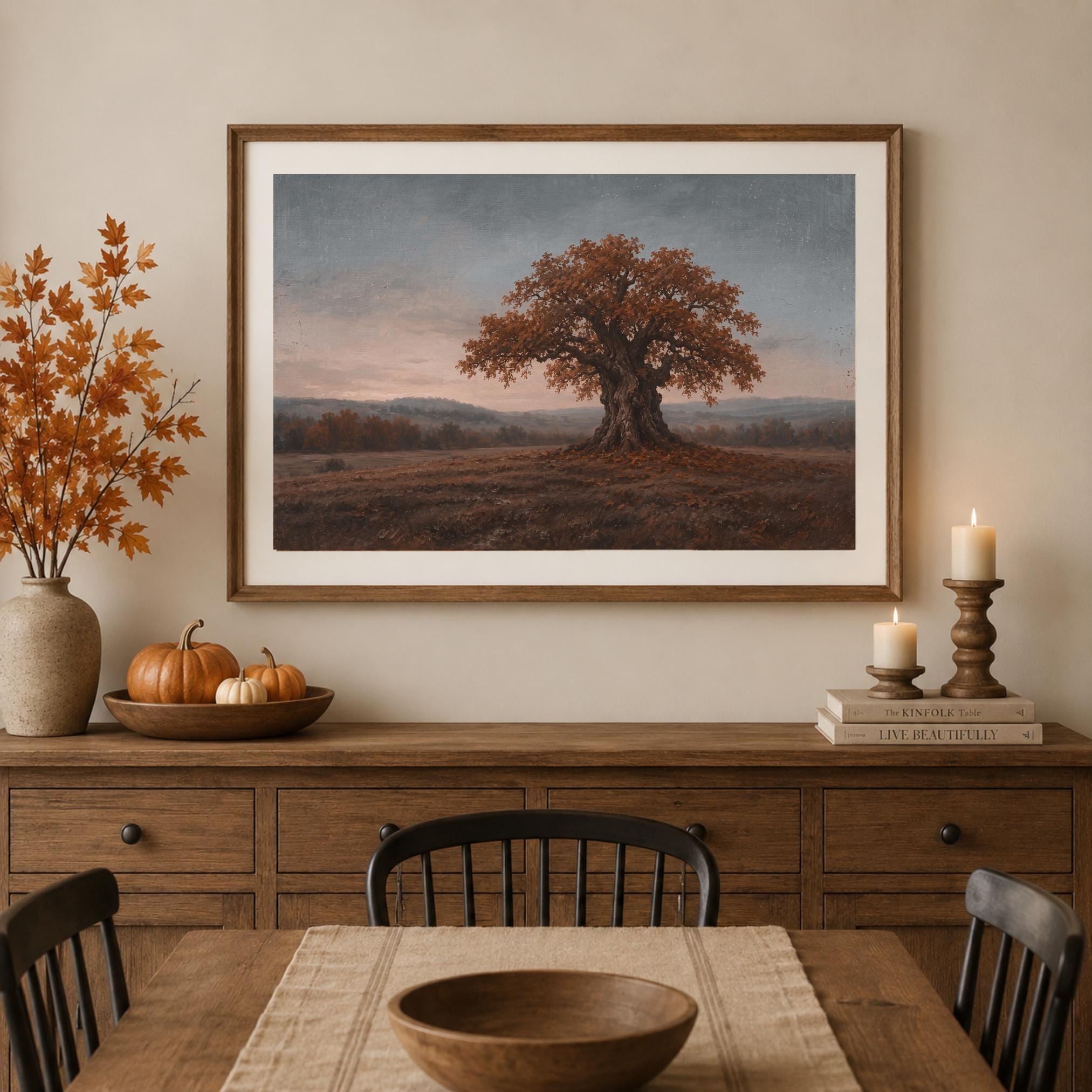 Autumn Oak Tree Printable Wall Art, Moody Fall Landscape, Rustic Farmhouse Decor Digital Download — image 7
