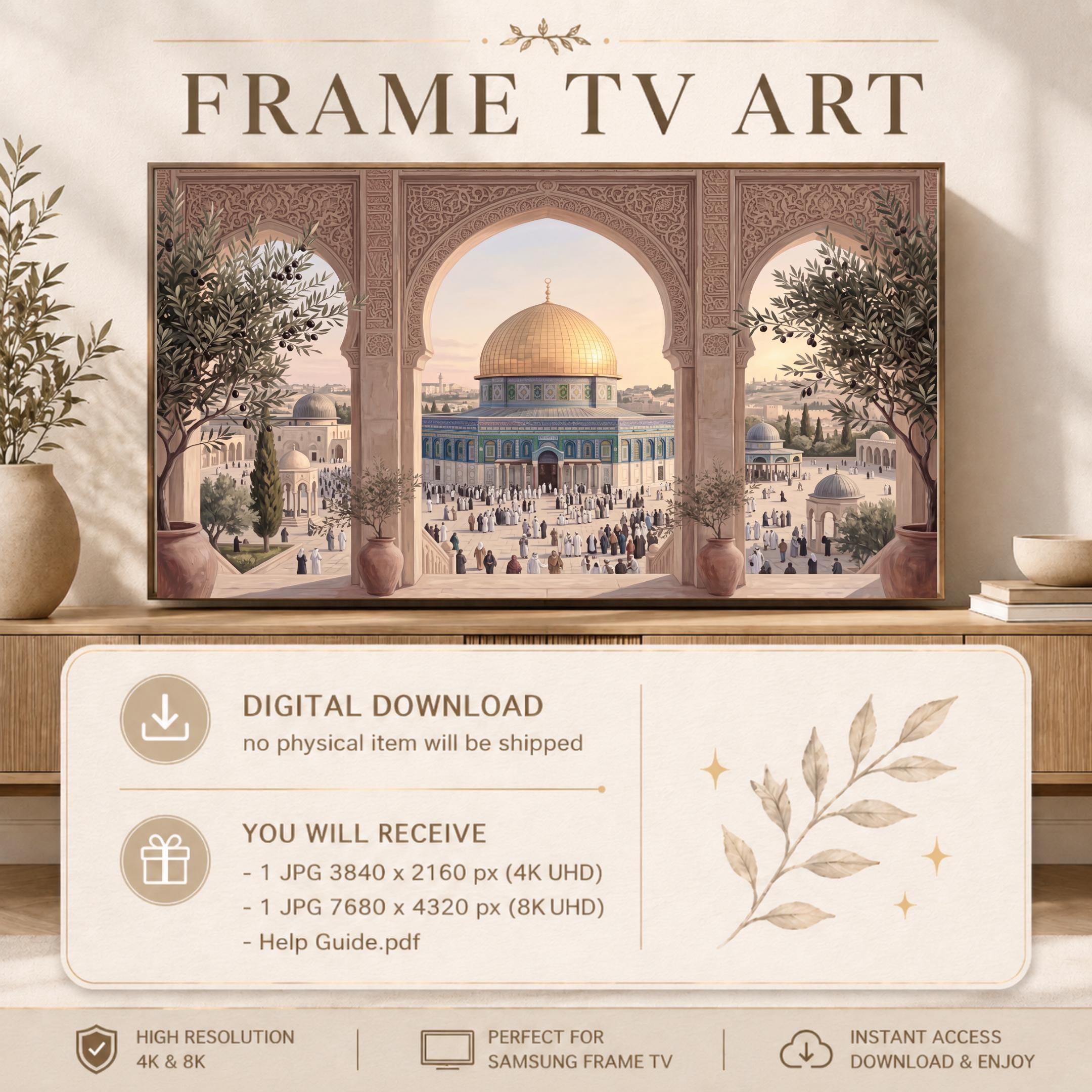 Dome of the Rock Samsung Frame TV Art Islamic Jerusalem 4K Digital Download Display — image 2